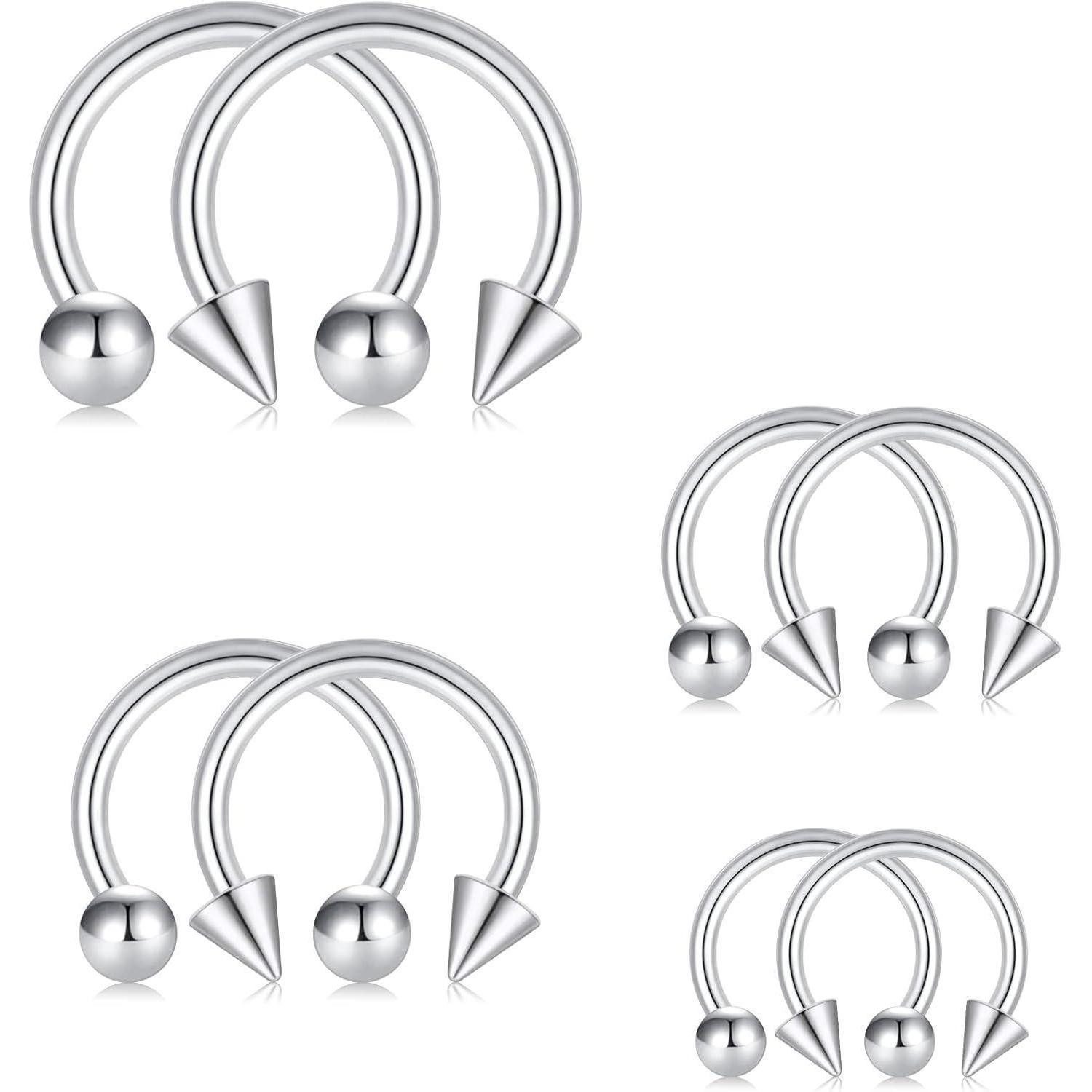 LuxusKollektion Nasenpiercing Nasenring 16G Chirurgenstahl Silber H26 8stk silber kugelnundspikes