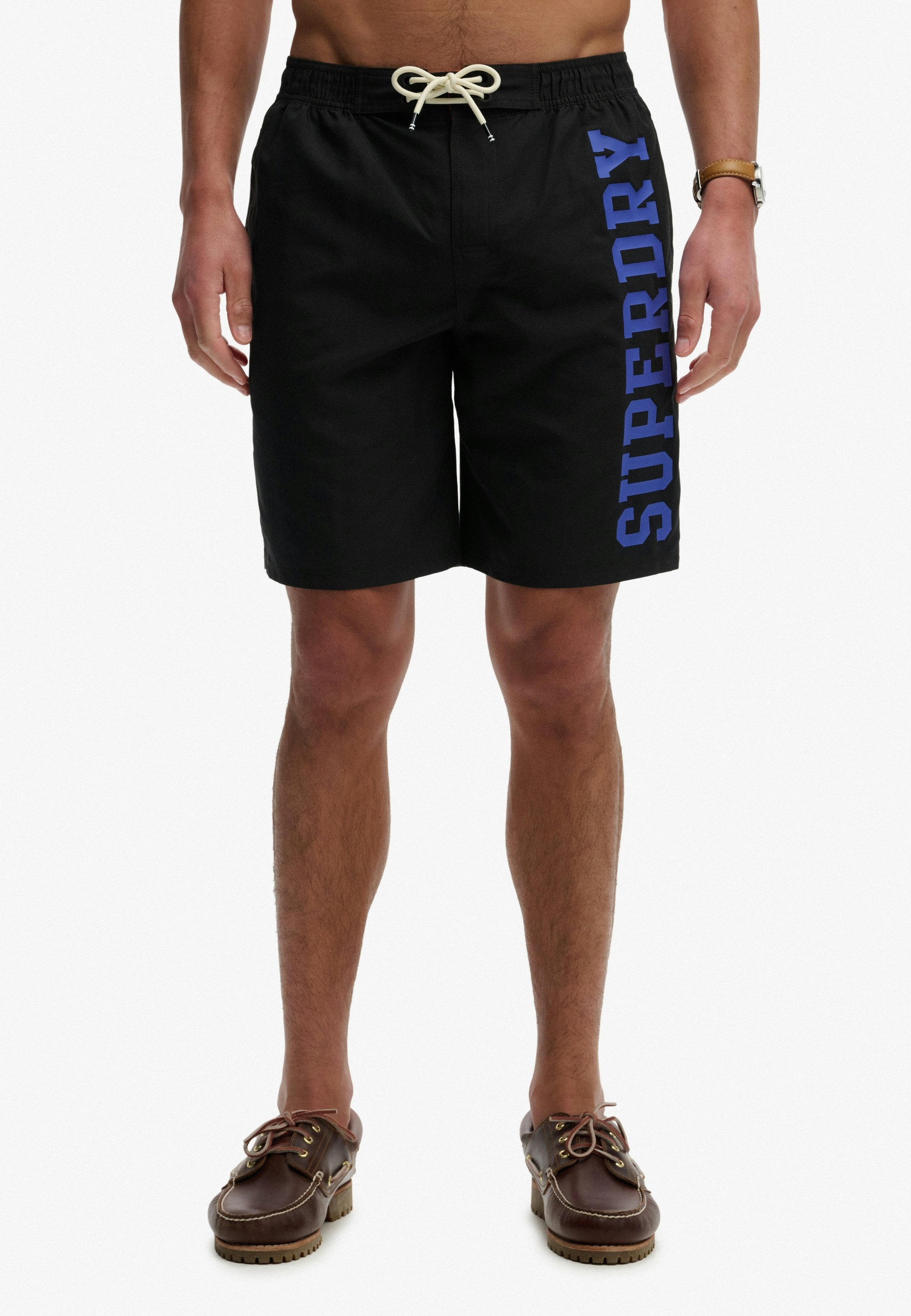 Superdry Badeshorts LOGO 19 BOARDSHORT lockere Passform, bedruckte Optik, aus Polyester
