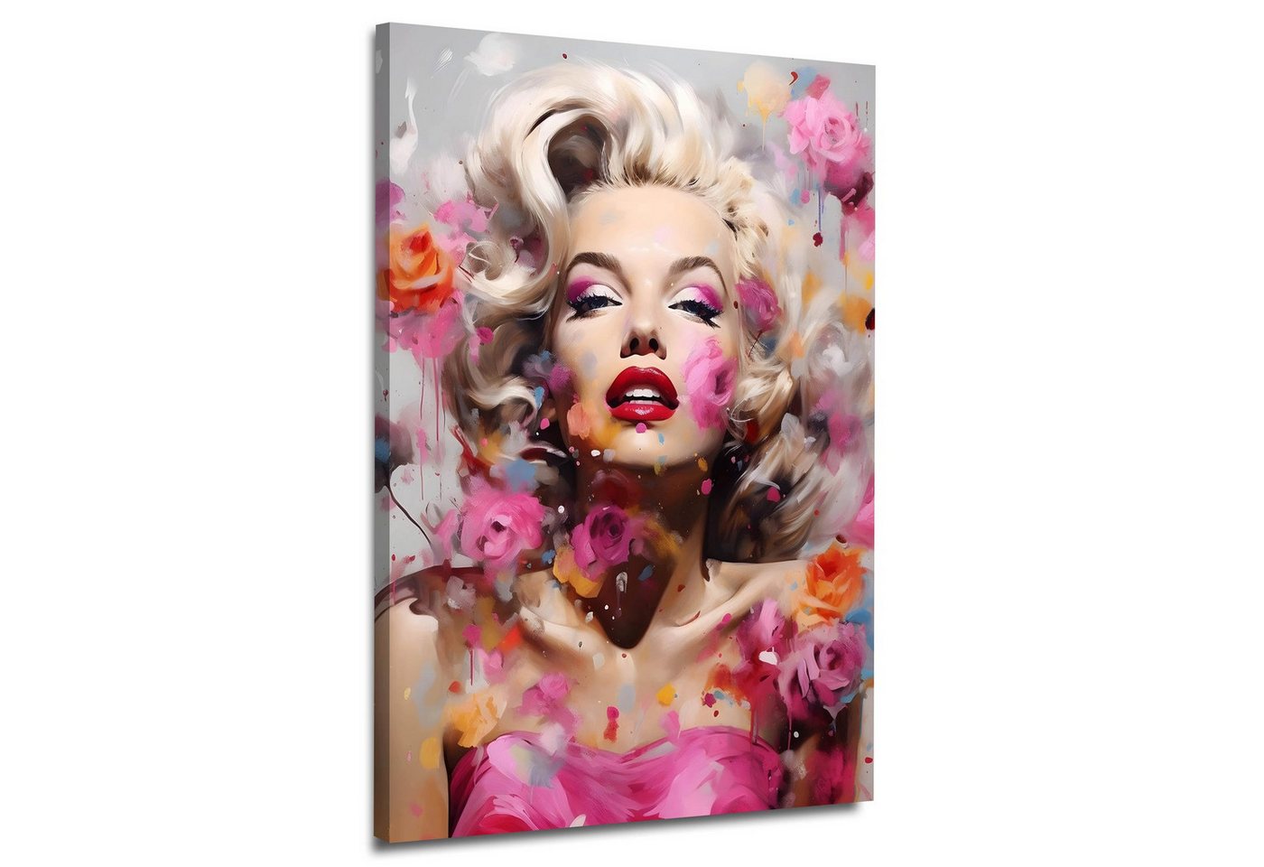 Artedinoi Leinwandbild Marilyn Pop Art abstrakt Leinwandbild Wandbild Kunstdruck XL Deko, Marilyn Monroe, abstraktes Porträt