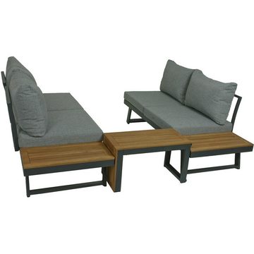 Lomadox Garten-Essgruppe HGA-120, Gartenmöbel Lounge Sitzecke FARO-120 aus Akazie, 3-tlg 175/70/70 cm