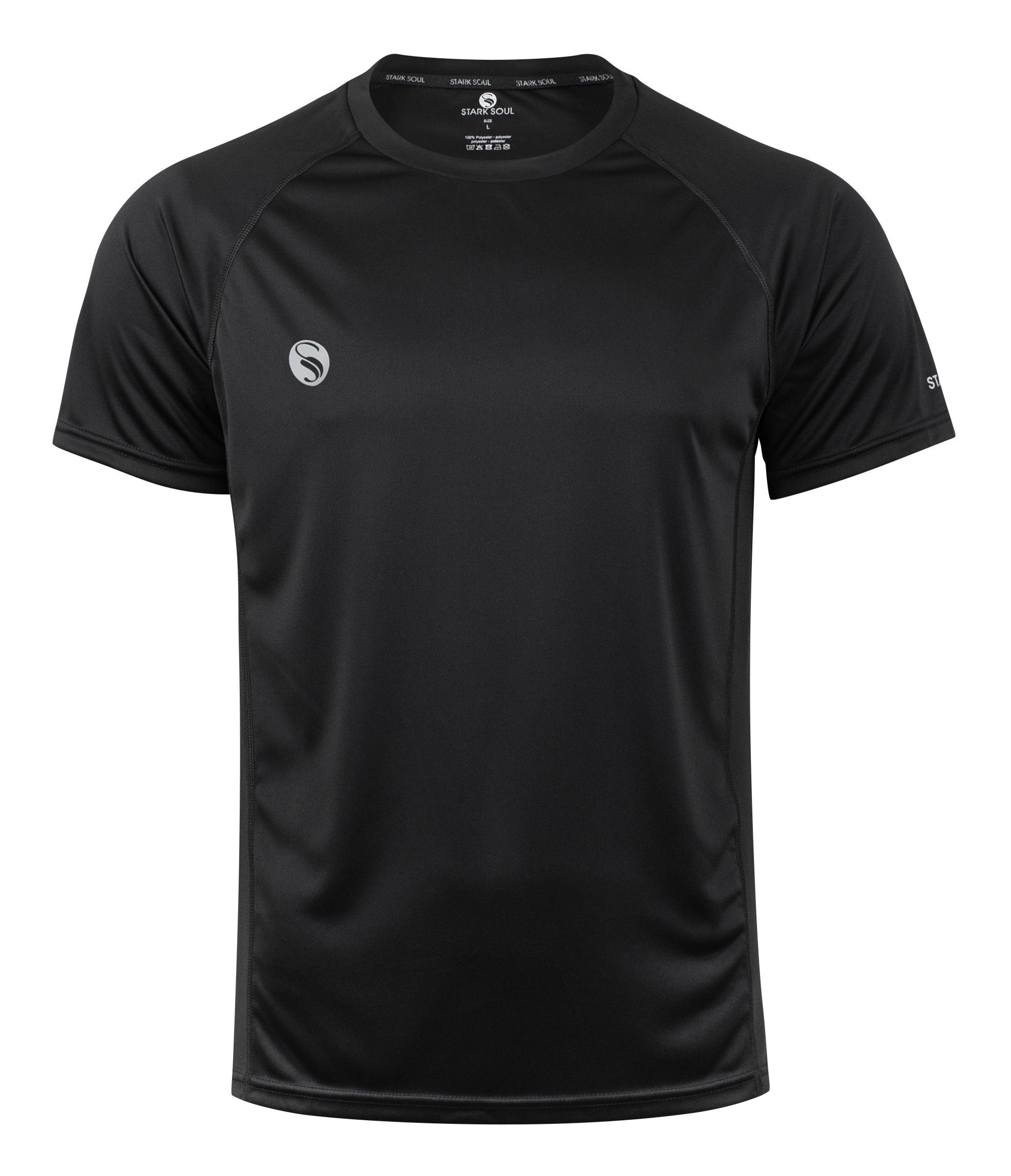 Stark Soul® Funktionsshirt Sportshirt, Fitness T-Shirt "Reflect", Kurzarm Funktionsshirt mit seitlichen Mesh-Einsätzen Schwarz