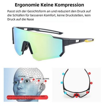 PFCTART Sonnenbrille UV400 Sport-Sonnenbrille Radfahren Polarisierte (Leichter Rahmen und rutschfeste Nasenpads) Mit polarisierten Gläsern