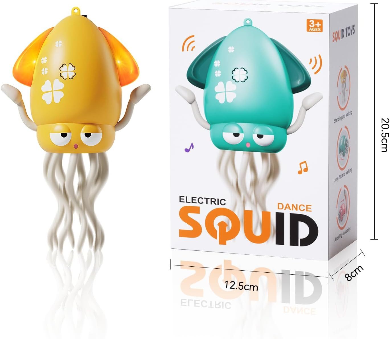 FELIXLEO Lernspielzeug Tanzender krabbelnder Oktopus LED Musik interaktives Spielzeug Gelb (1-St)