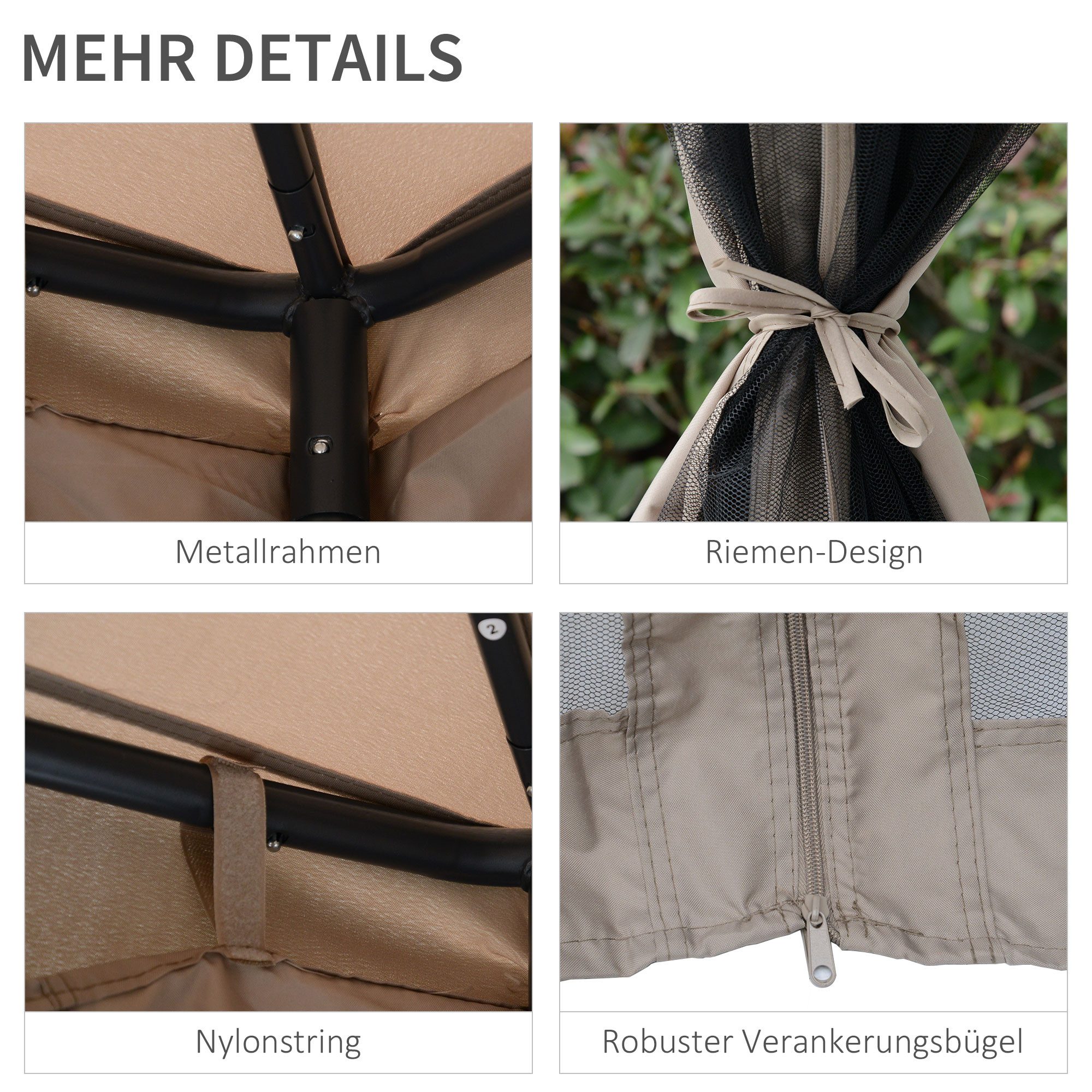 Thumbnail - MC Star Pavillon Gartenpavillon 3x3m mit 4 Seitenwänden, wetterfest, Metall & Polyester, ideal für Gartenpartys & Verans...