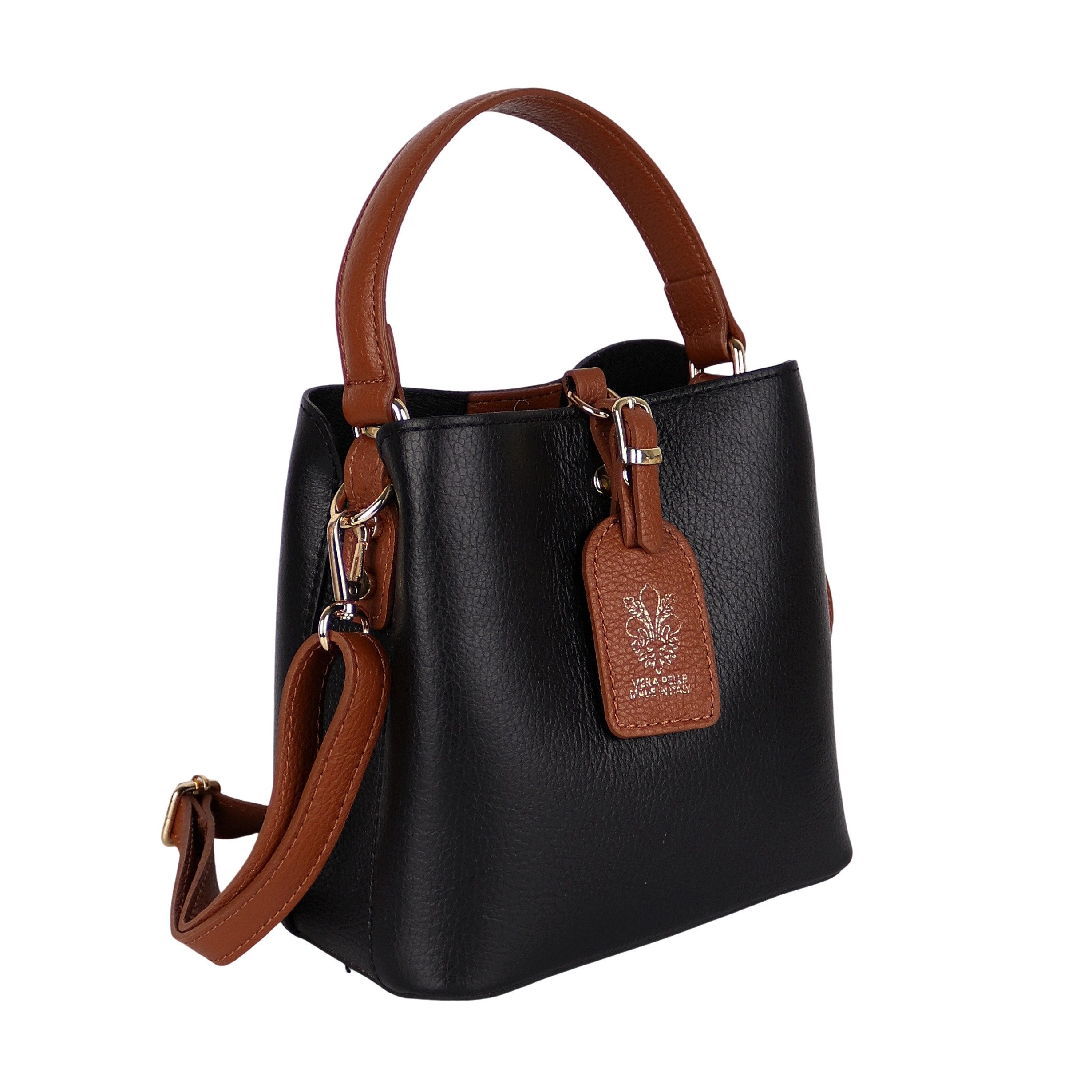 MIRROSI Henkeltasche Damen Umhängetasche Echtleder Made in Italy ca. 16x19x13cm, mit passendem Schulterriemen für vielseitigen Einsatz