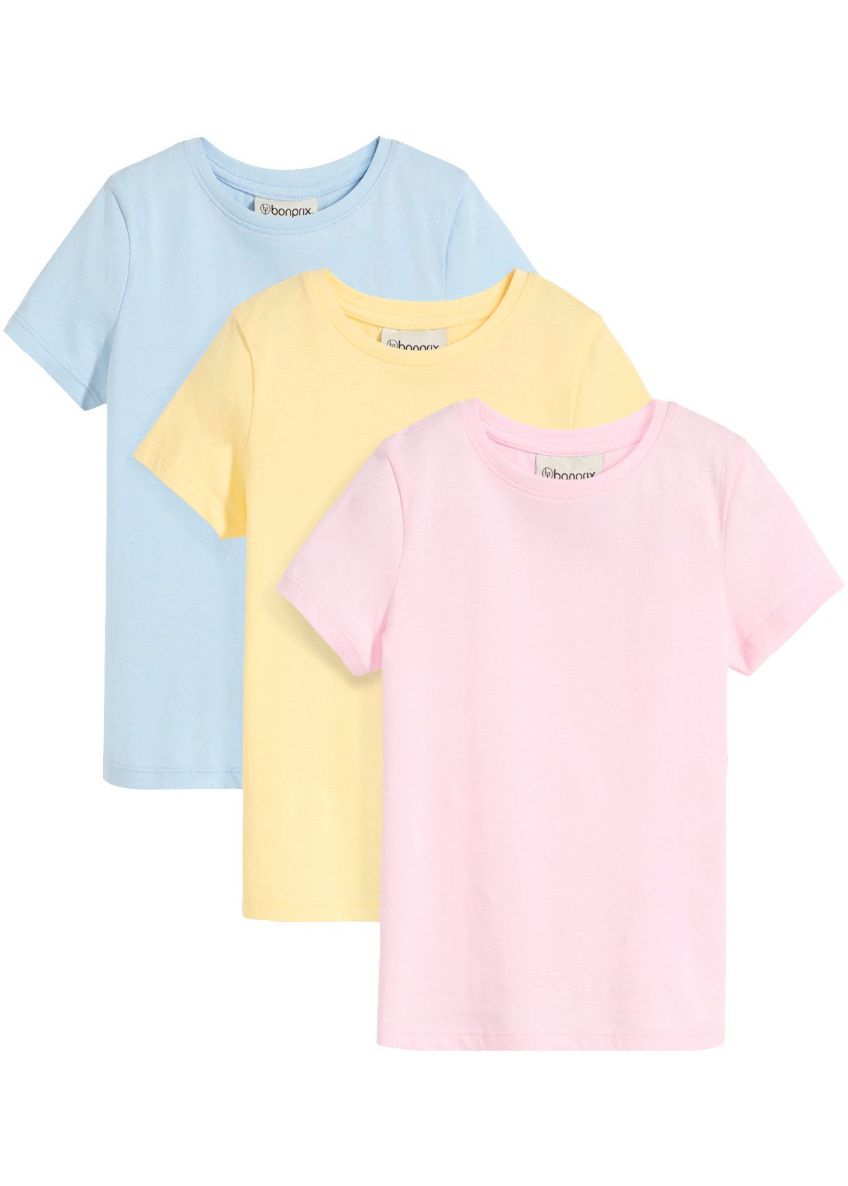 bonprix T-Shirt (Packung, 3er) mit Rundhalsausschnitt, Kurzarm-Design, gerader Schnitt, im 3er Pack