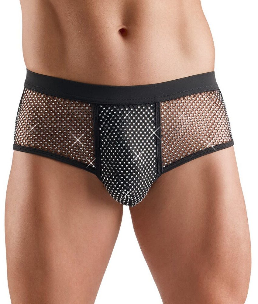 Svenjoyment Boxershorts Pants mit funkelnden Glitzersteinchen - schwarz, silber (1-St) Netz-Einsätze vorne