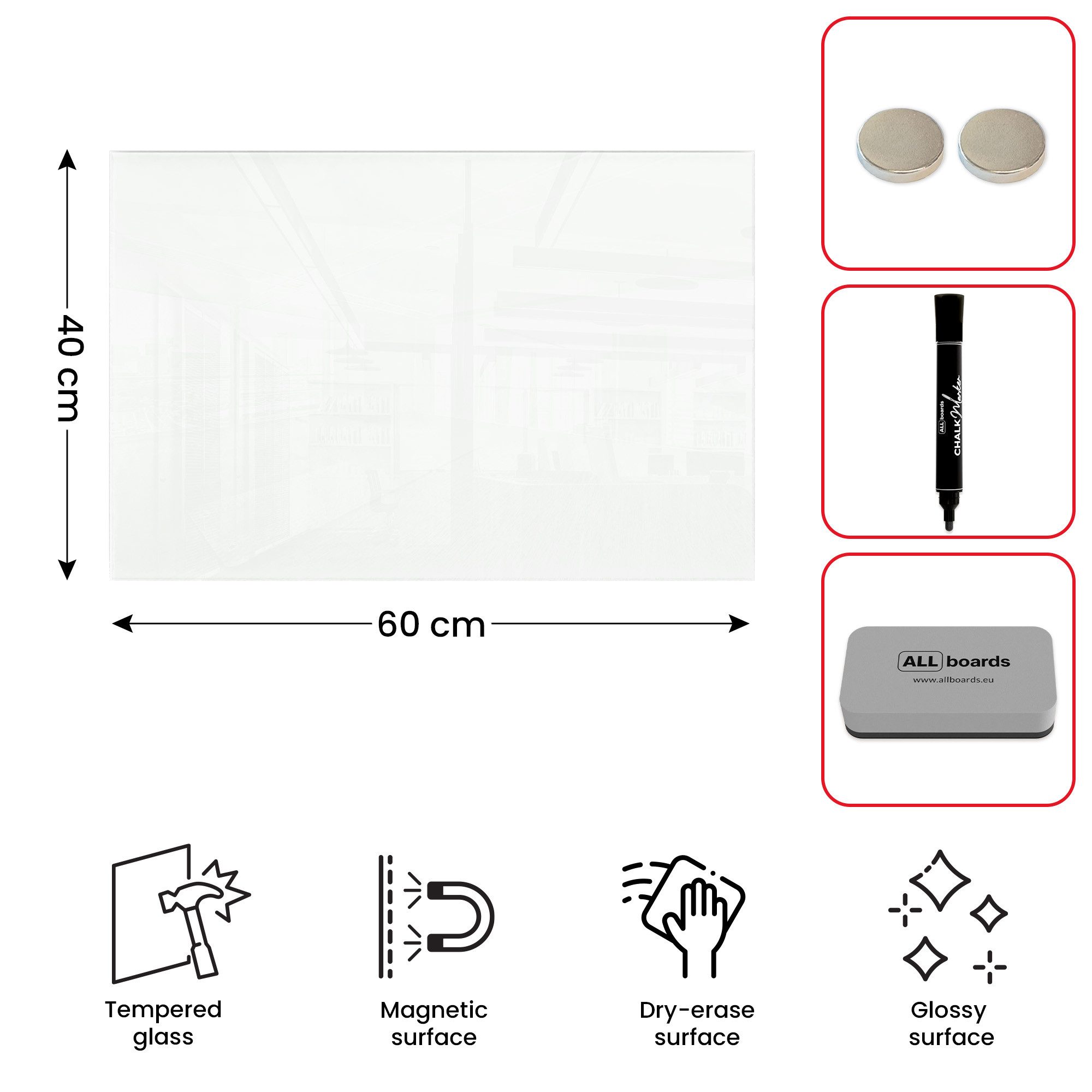 ALLboards Memoboard ALLboards Glastafel Whiteboard Magnettafel Memoboard
