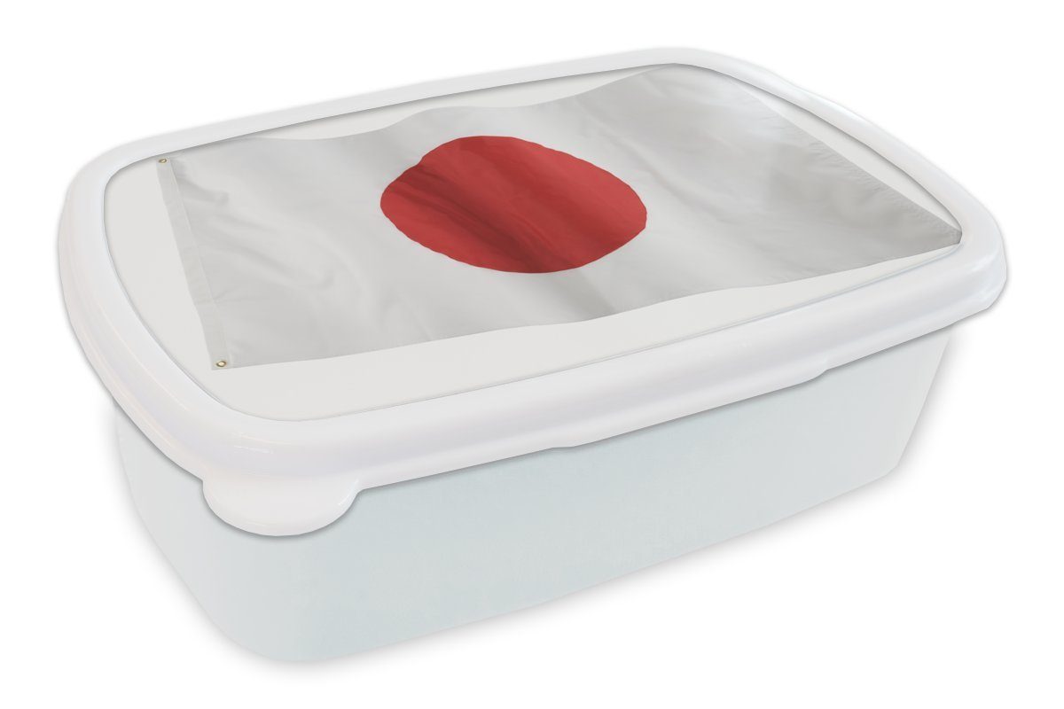 MuchoWow Lunchbox Die Flagge von Japan auf weißem Hintergrund, Kunststoff, (2-tlg), Brotbox für Kinder und Erwachsene, Brotdose, für Jungs und Mädchen