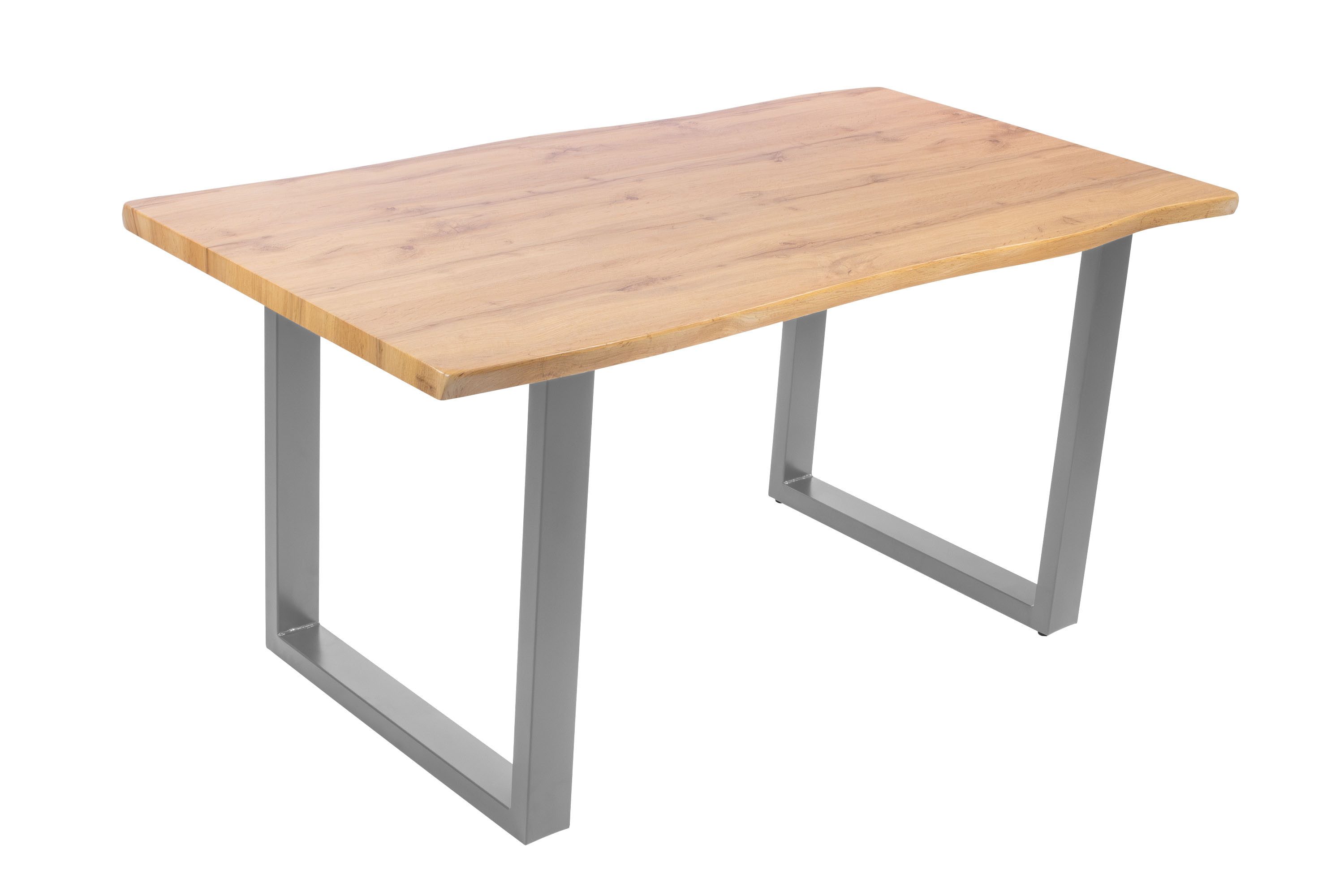 Loreno® Esstisch Holz Wildeiche-Optik, Baumkante, Metallgestell günstig online kaufen