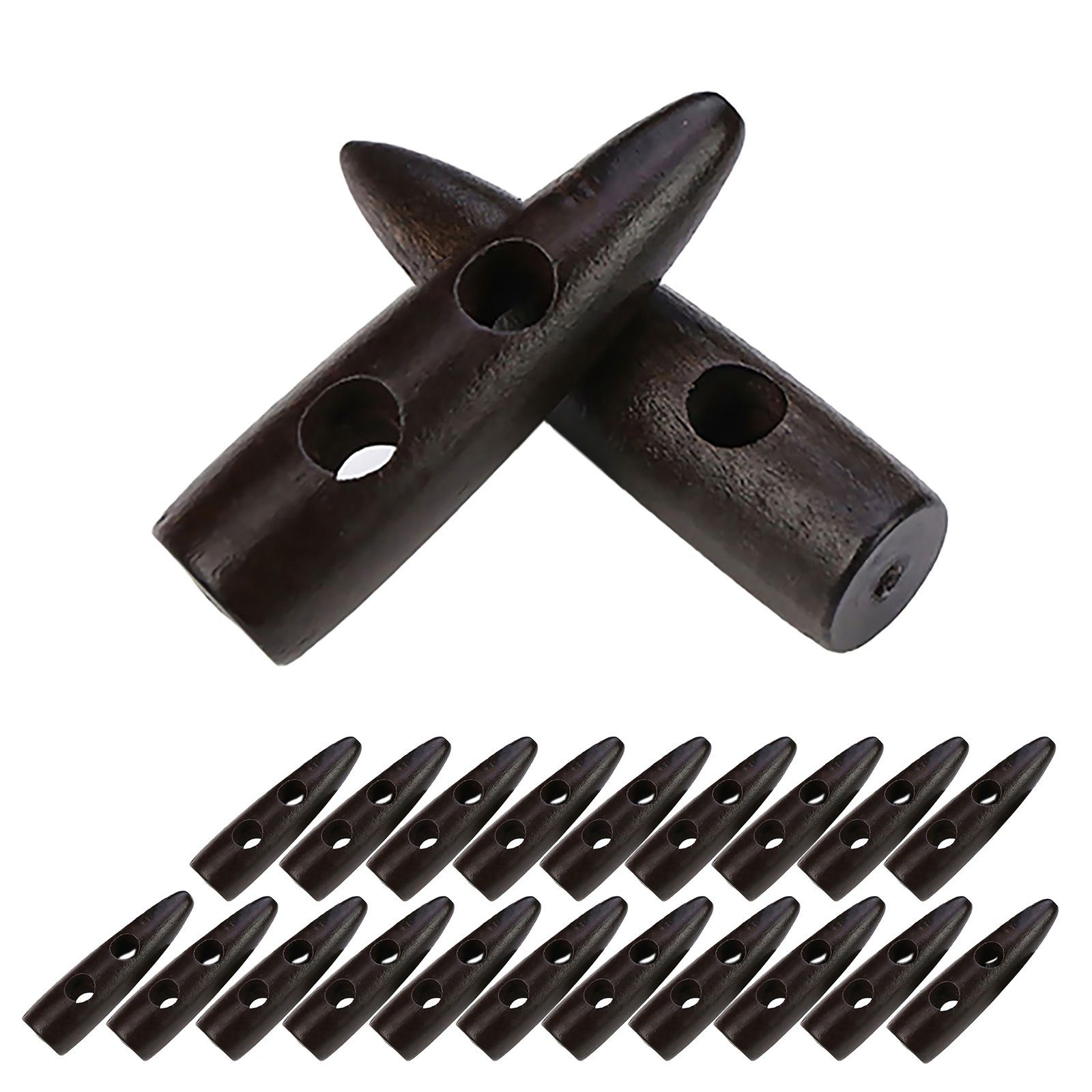 maDDma Knopf 20 x Knebelknopf Holz Triangle, 35 mm kaffeebraun