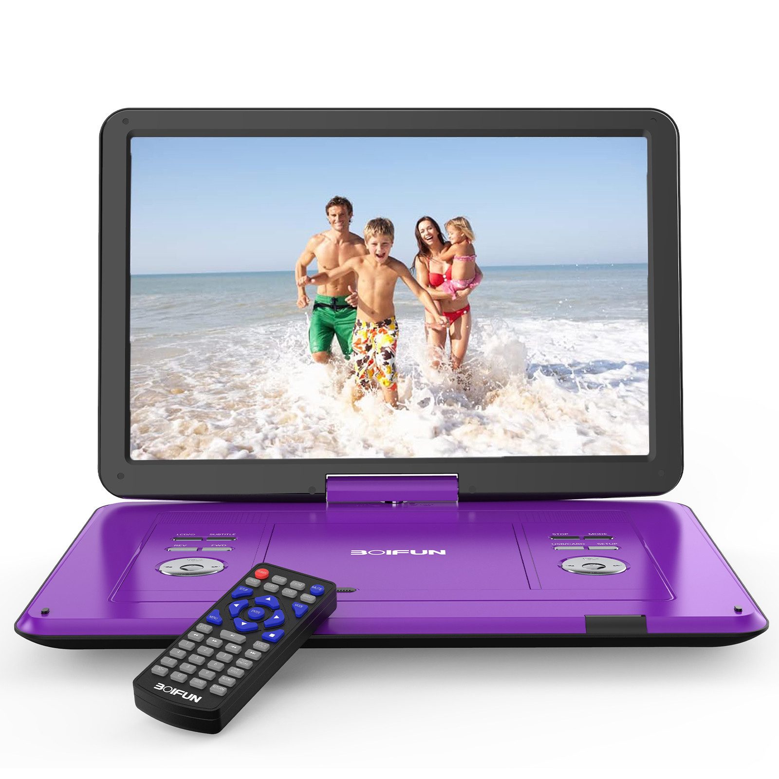 Boifun 17,5 Zoll tragbarer DVD-Player mit 15,6 Zoll HD-Drehbildschirm Portabler DVD-Player (6 Stunden Wiederaufladbare Batterie, Unterstützung für USB/TF-Karte/AV-Übertragung, Sync TV/Projektor Bildschirm, für USB/SD-Karte/AV-Übertragung, Sync TV/Projektor Bildschirm)