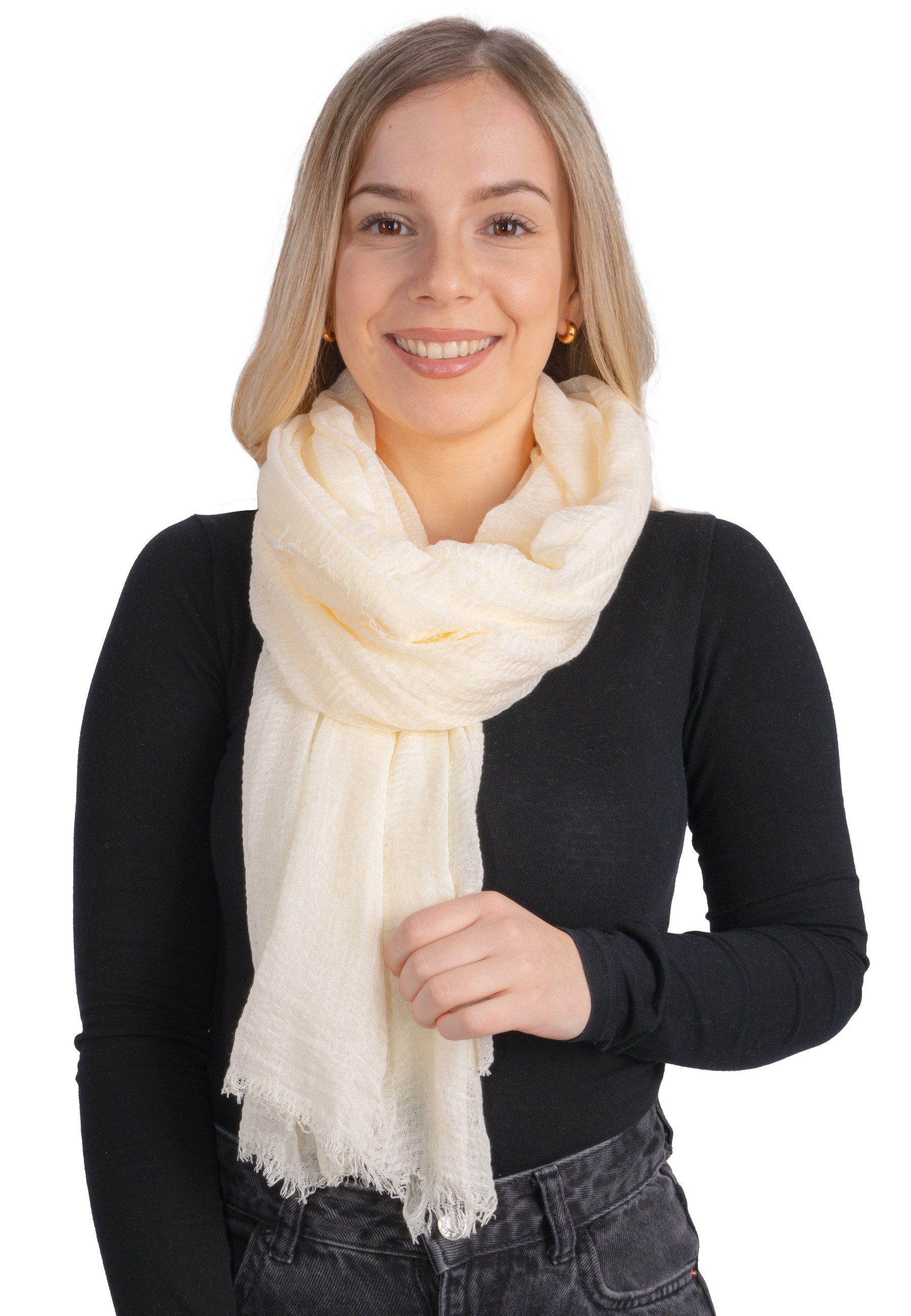 Seasons of April Schal Isabella Schal, Dünner, leichter und weicher Uni Damen Schal in gewellter Struktur