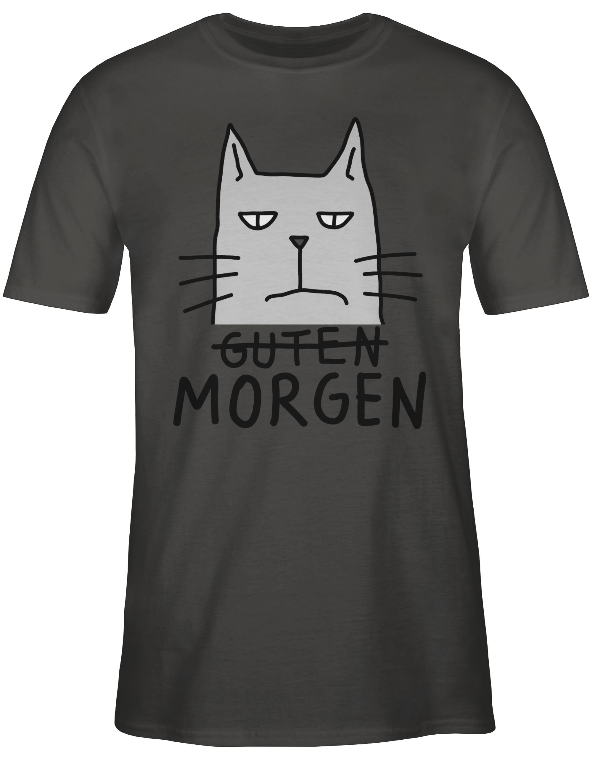 Katzenbesitzer Morgen 02 Shirtracer Geschenk Katze Dunkelgrau T-Shirt Guten