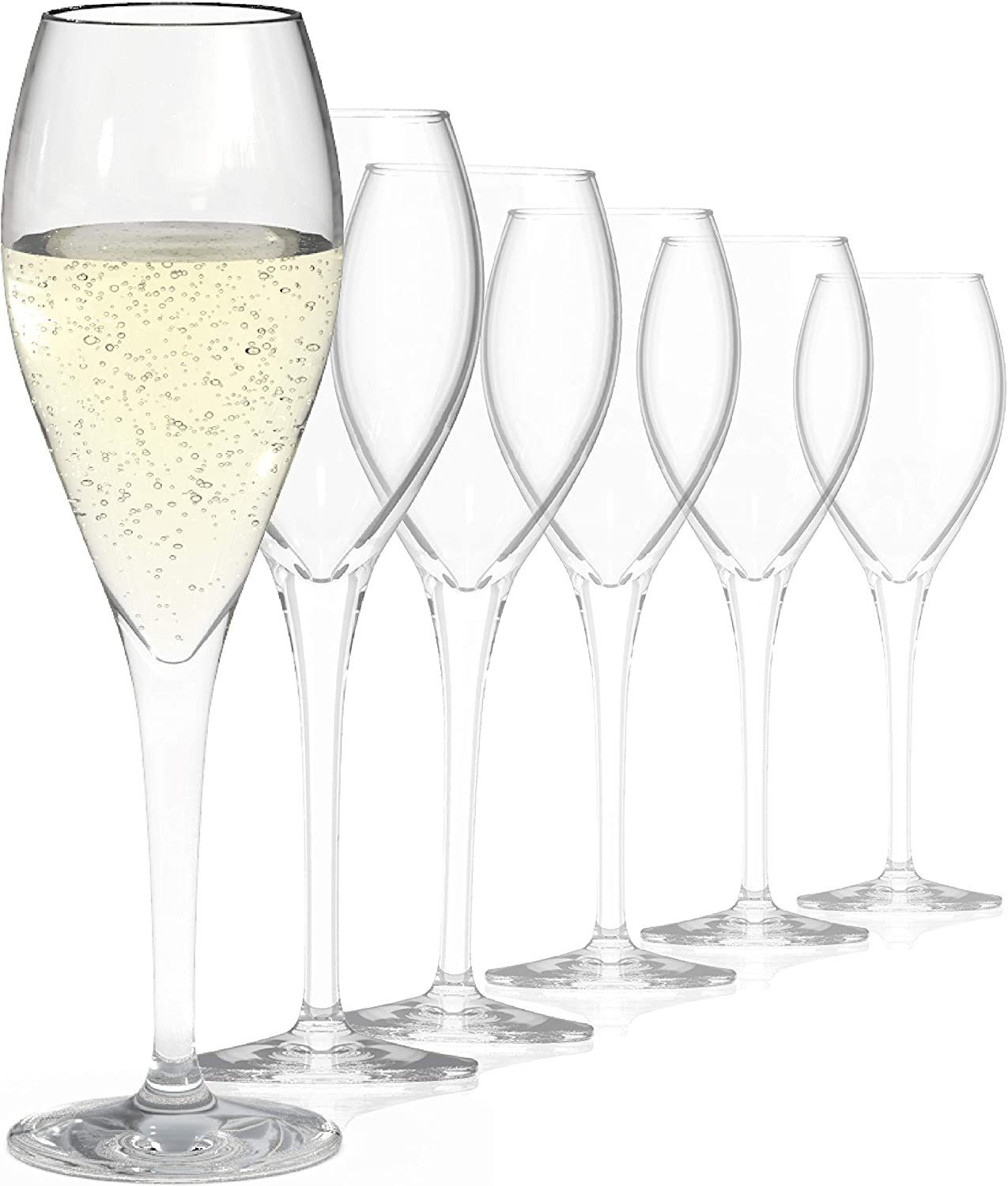 SAHM Champagnerglas Champagner Gläser 6 STK - Champagnerflöten a 220 ml, Edles Glas, 100% recycelbar