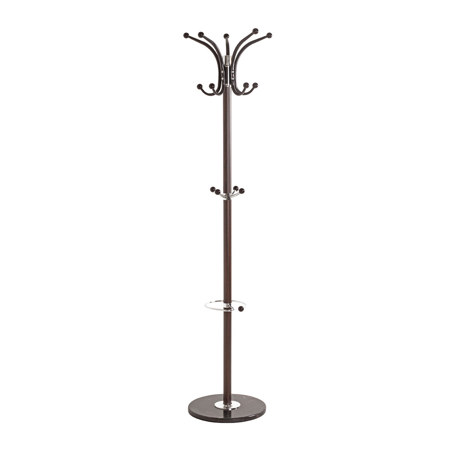 HAKU Garderobenständer Garderobenständer, braun - Kleiderständer, Metall - H 171 x Ø 39 cm, (1xGarderobenständer, Hakenständer - Aufhängeständer), Garderobenständer aus Metall, Kleiderständer, Standgarderobe