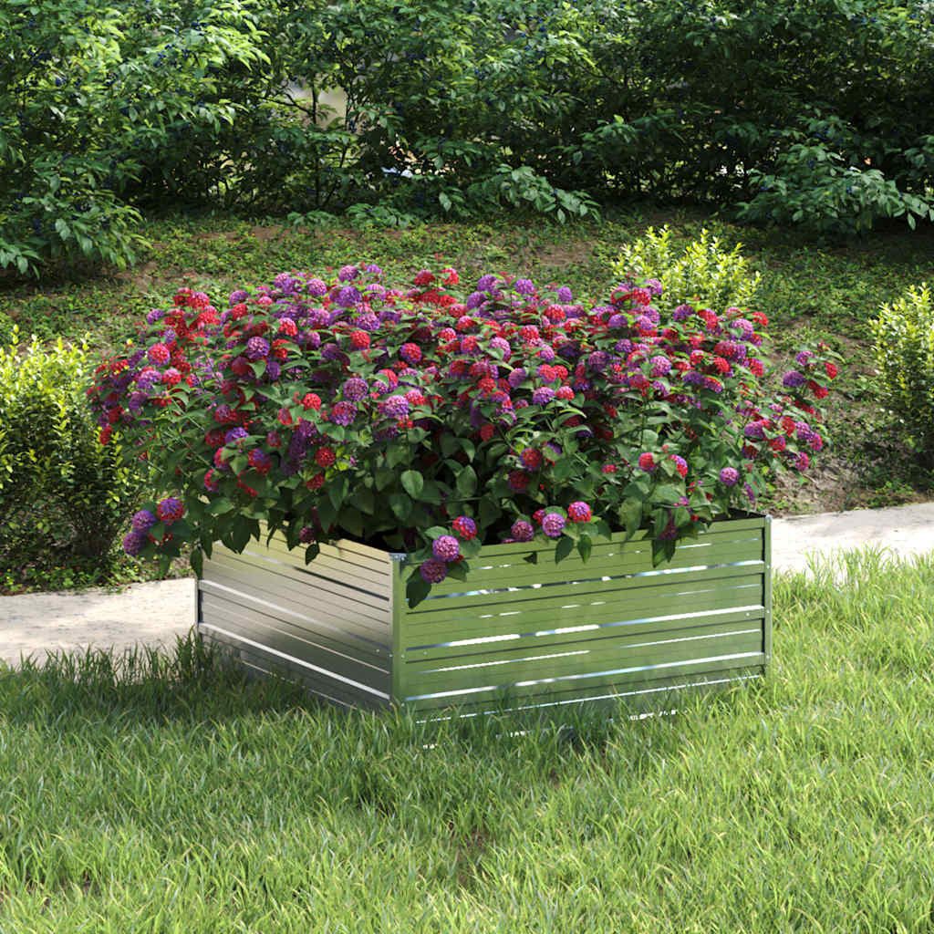 furnicato Hochbeet Garten-aus verzinktem Stahl 100 x 100 x 45 cm silbern, Witterungsbeständiges Gemüsebeet mit Drainage für den Garten