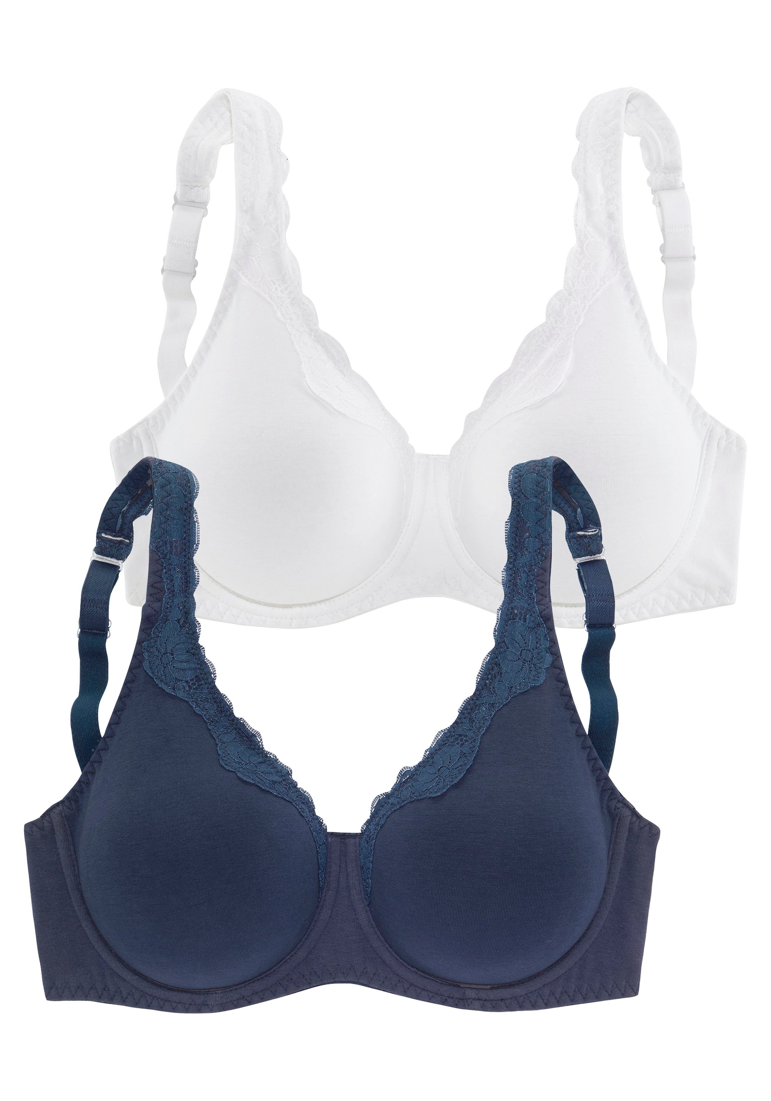 petite fleur by Lascana Bügel-BH (Packung, 2 Stück) aus Baumwolle mit breiteren Trägern – auch ideal für große Größen – Bild 2 von 5