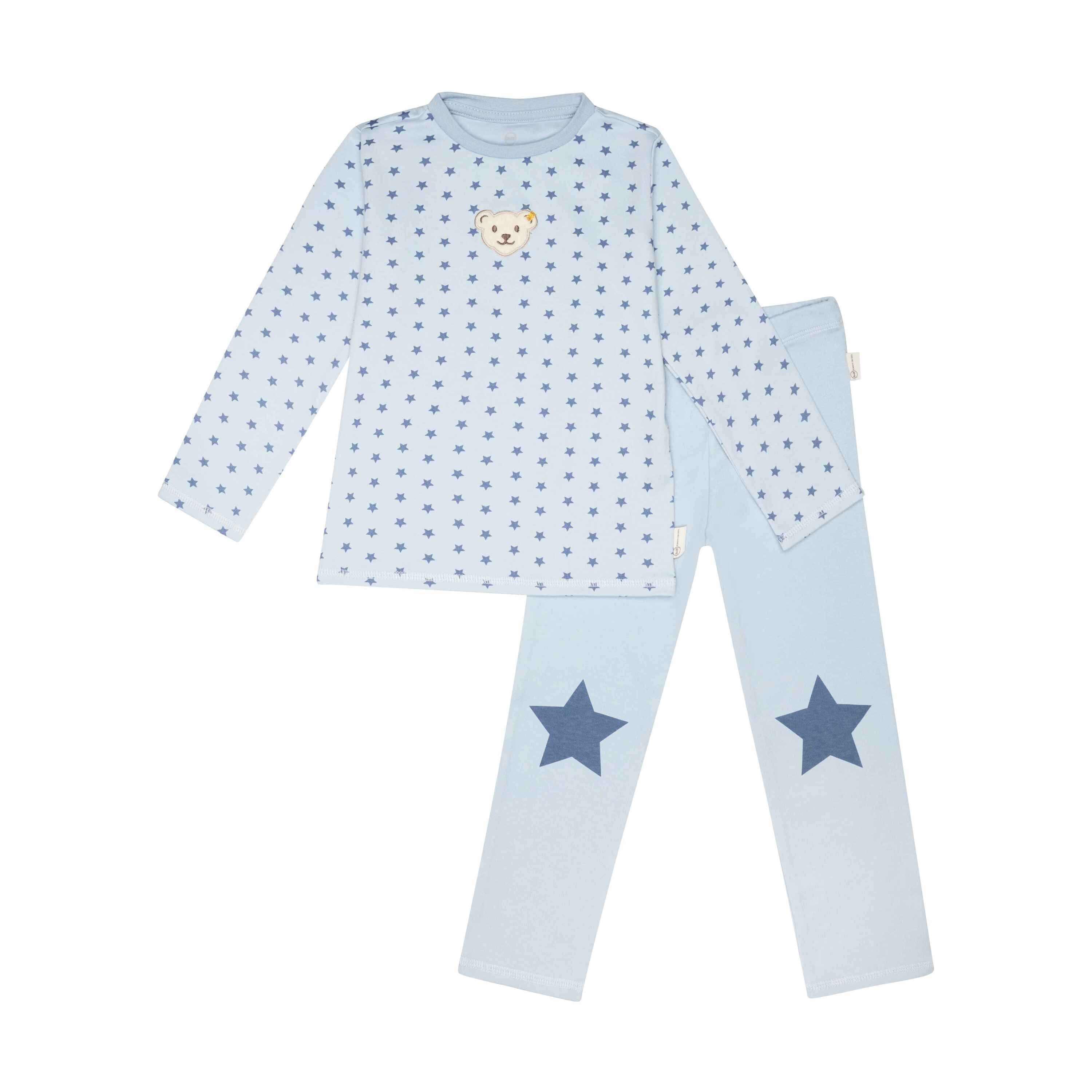 Steiff Schlafanzug Schlafanzug 2-tlg. GOTS Sleepwear mit Sternchen celestial blue