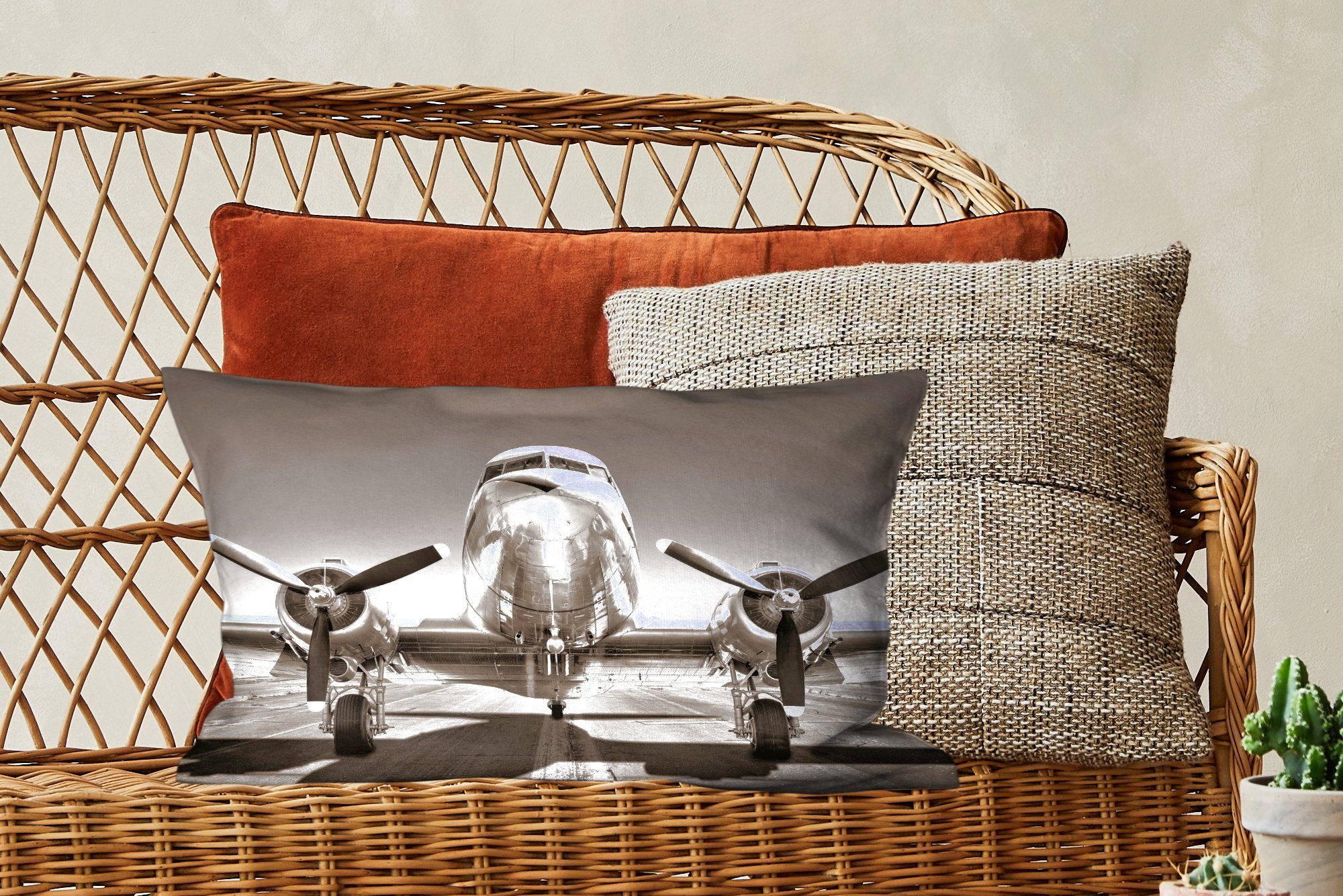 Dekokissen Schlafzimmer Wohzimmer - Vintage Füllung, Flugzeuge - Dekoration, Propeller, MuchoWow mit Zierkissen, Dekokissen