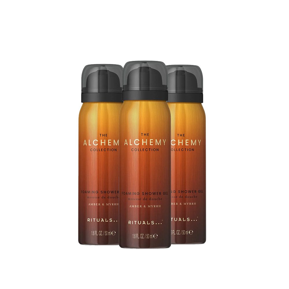Rituals Duschgel Rituals The Alchemy Collection Foaming Shower Gel 50 ml 3‑er Pack, 3-tlg., 3× Foaming Shower Gel – sinnlicher Duft & cremiger Schaum