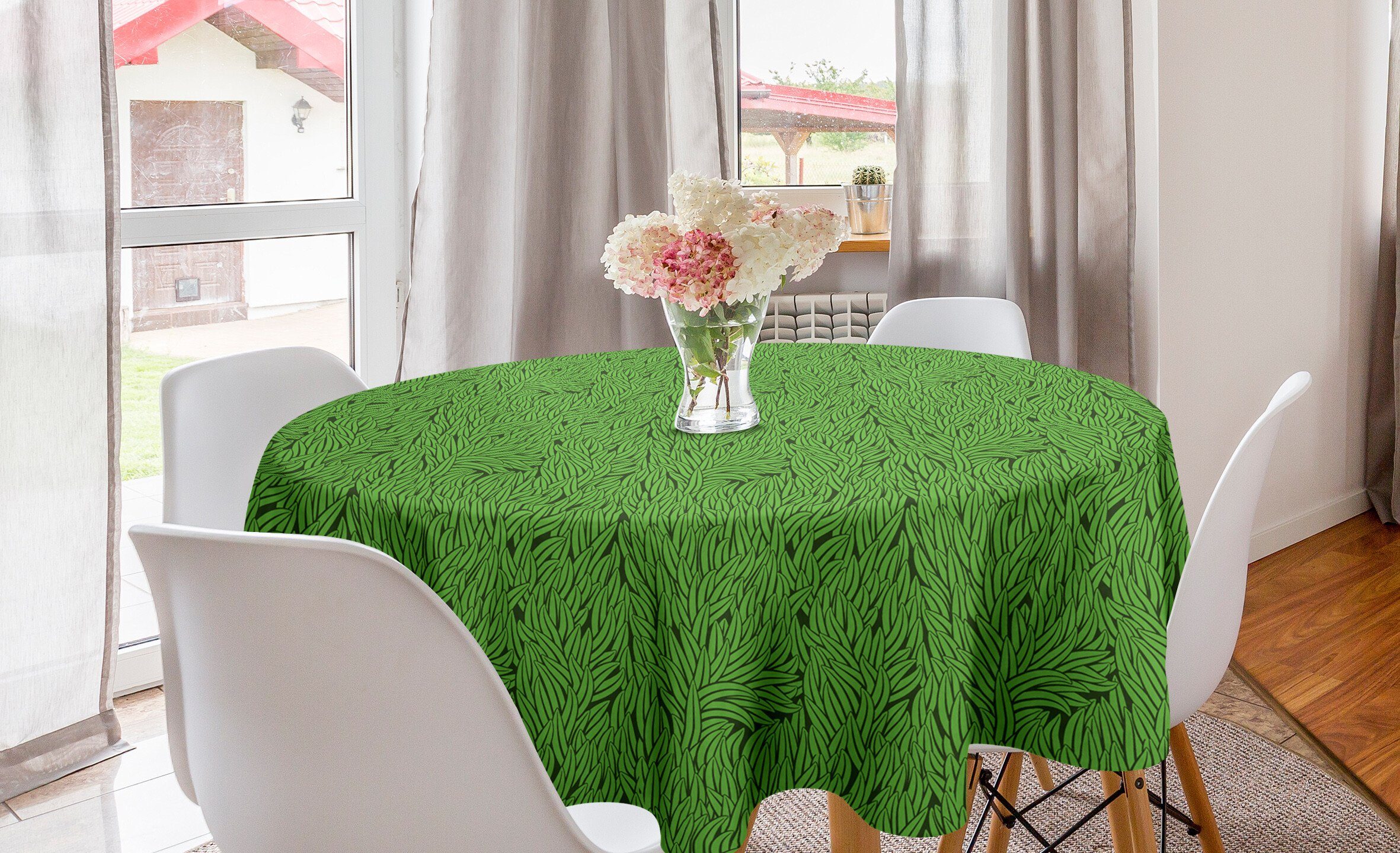 Grass Wachstum Tischdecke Abdeckung Dekoration, Kreis Tischdecke für Esszimmer Grün Küche Zusammenfassung Abakuhaus