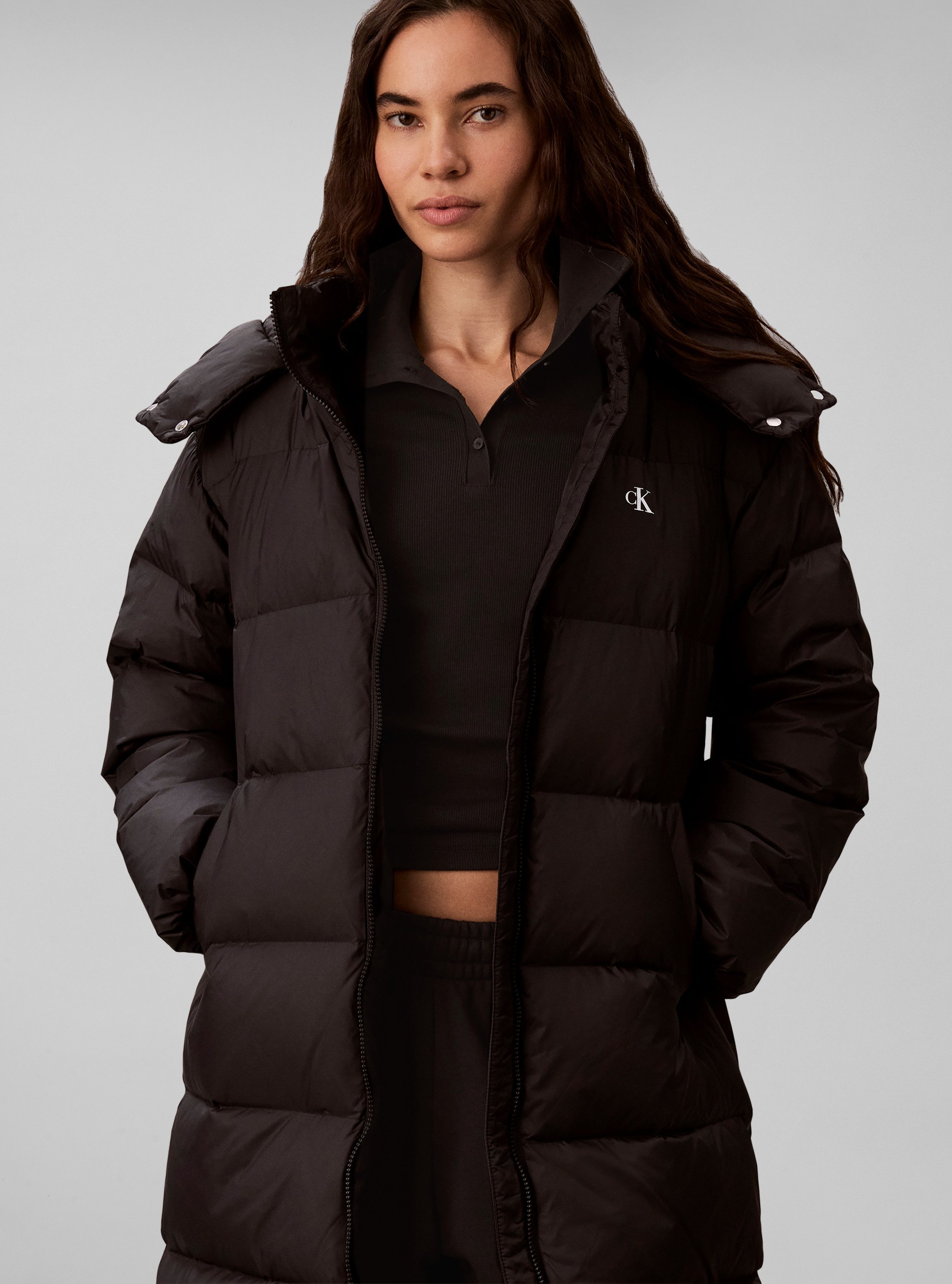 Calvin Klein Jeans Steppmantel ESSENTIAL LONG DOWN PUFFER Regular fit mit Kapuze