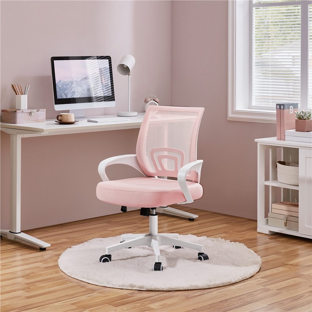 Yaheetech Bürostuhl Höhenverstellbarer Drehstuhl mit Schaukelfunktion, ergonomischer Schreibtischstuhl Arbeitsstuhl mit Netzrückenlehne