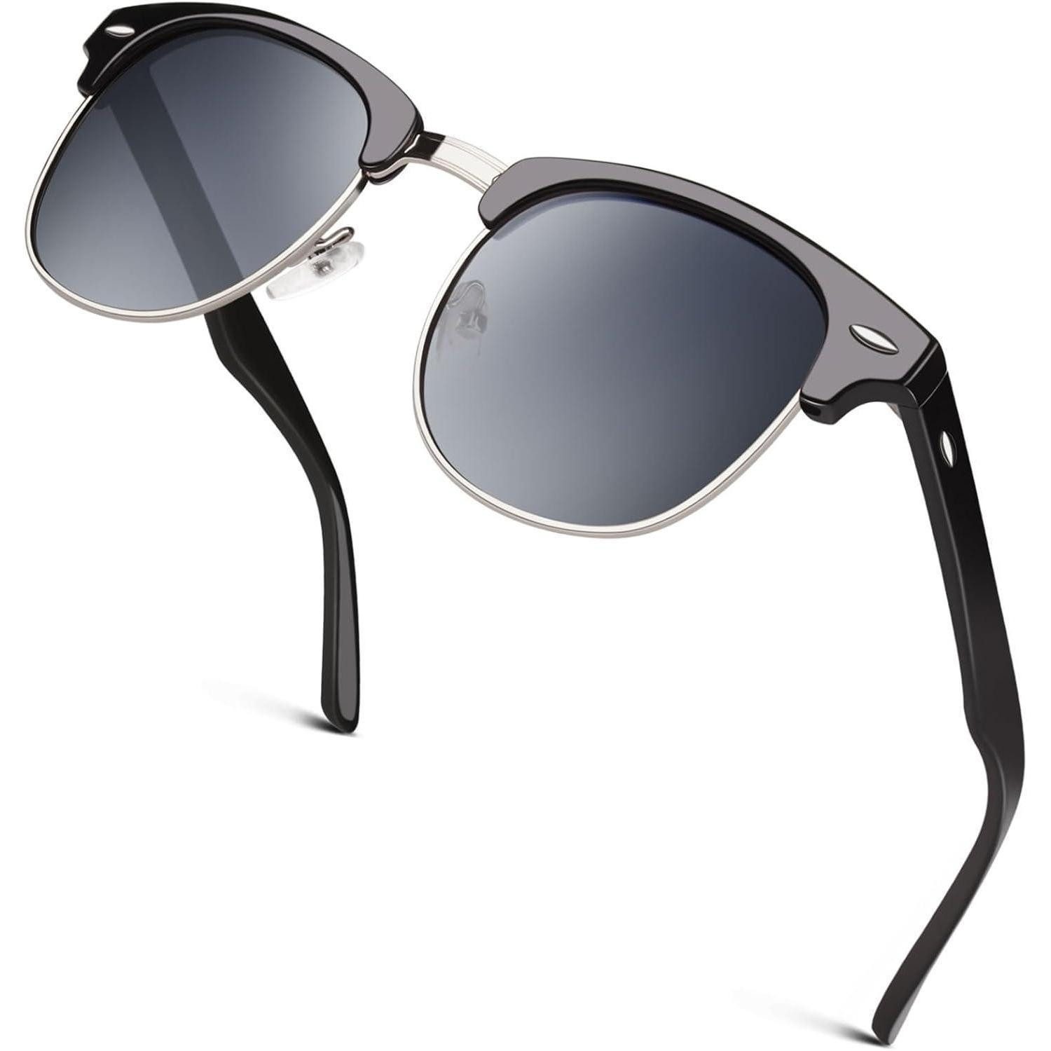 LuxusKollektion Retrosonnenbrille Sonnenbrille Retro Halbrahmen Polarisiert Silber Grau