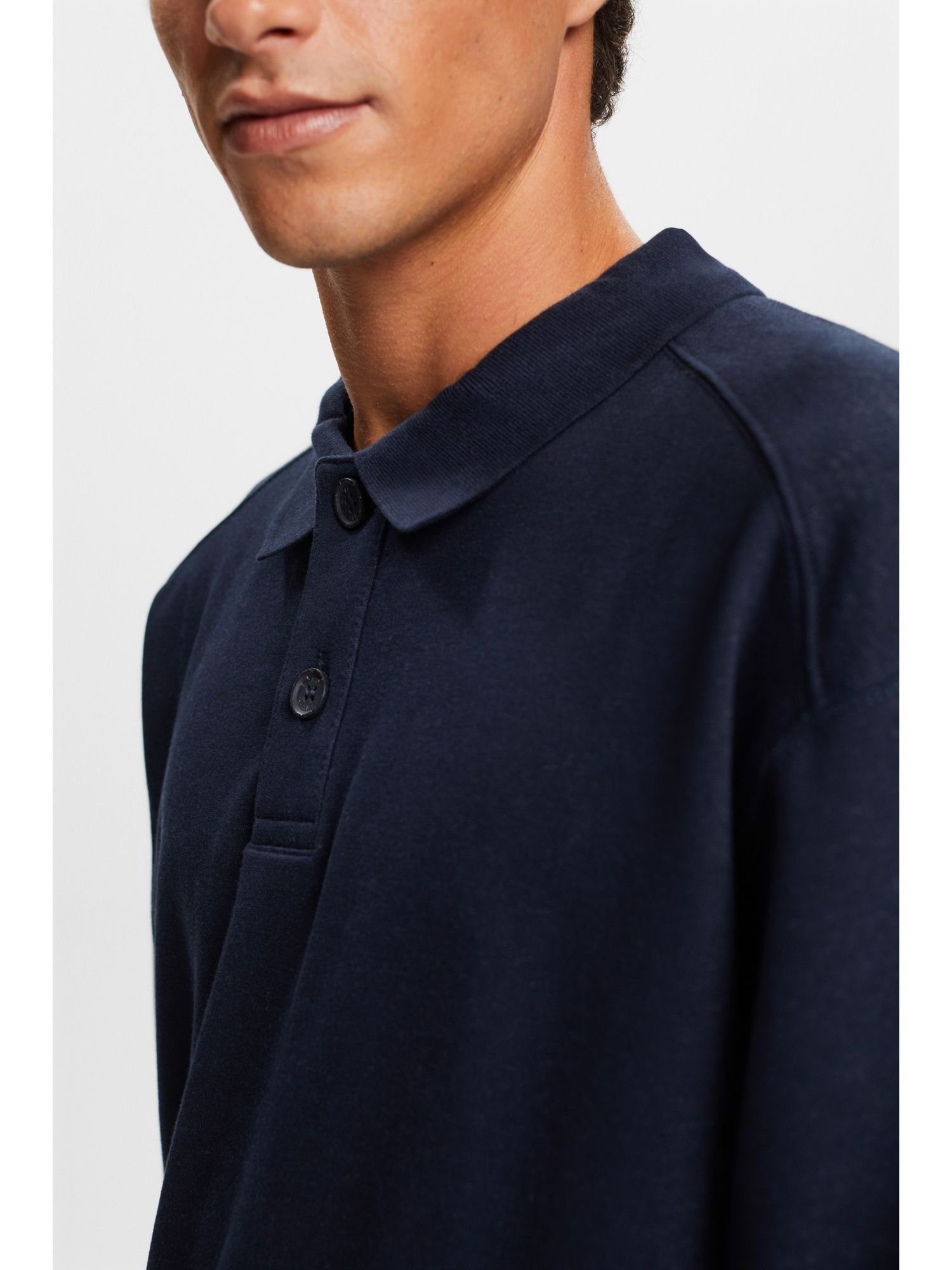 Esprit Sweatshirt Langärmliges Polo-Sweatshirt (1-tlg) NAVY