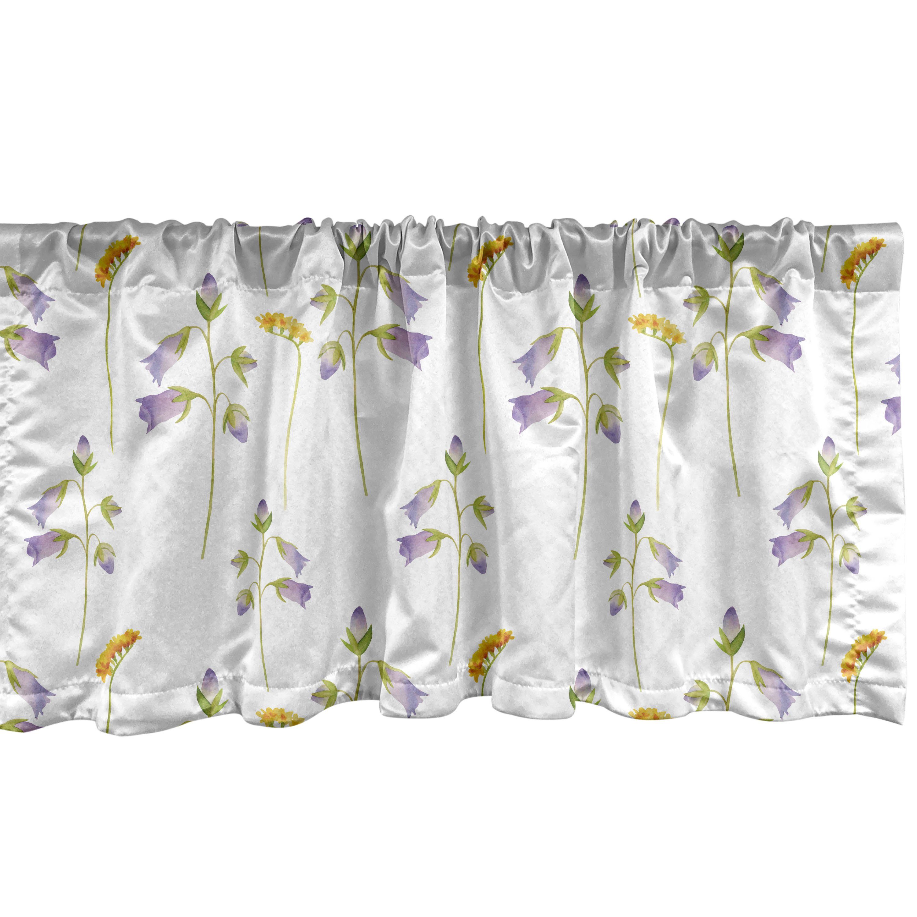 Scheibengardine Vorhang Volant für Küche Schlafzimmer Dekor mit Stangentasche, Abakuhaus, Microfaser, Blumen Einfache Frühling Tone Blumen