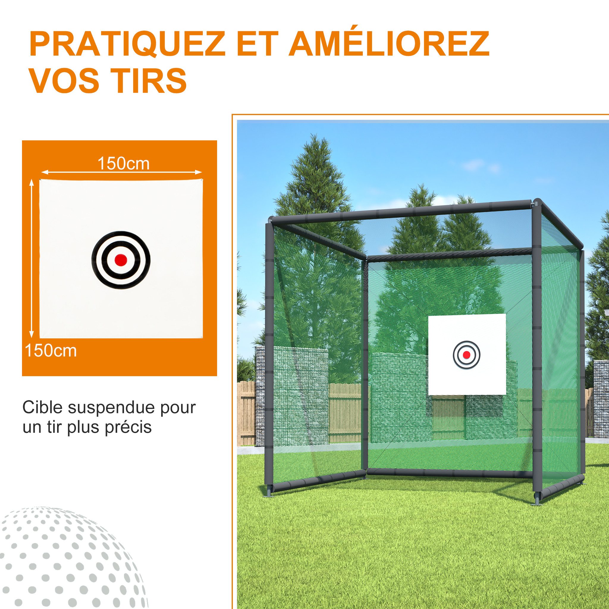 GIHAUVIA Golfnetz Sport Golfkäfig Zielnetz, Reißfeste Netzkonstruktion, Golfmatte.