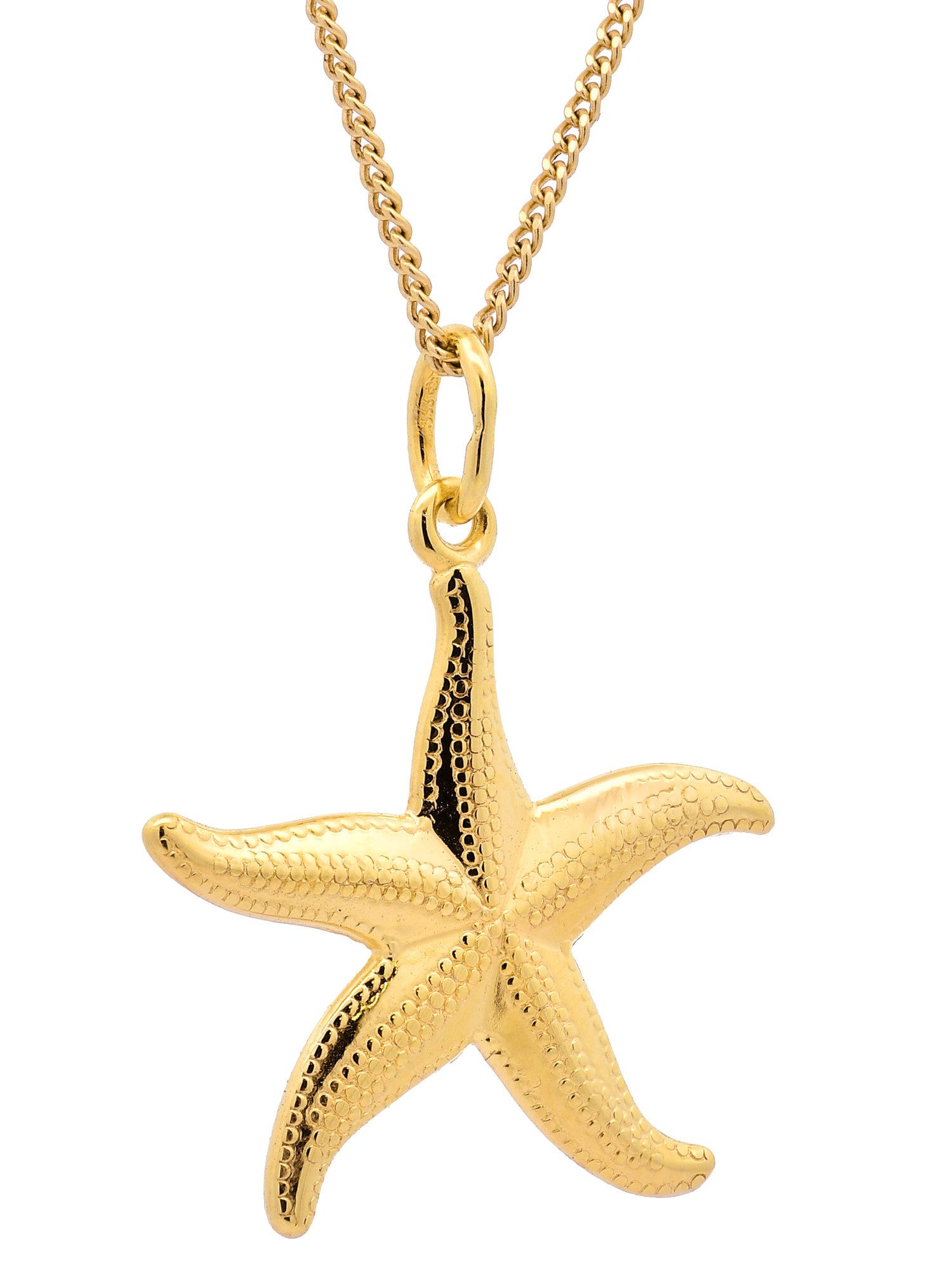 HOPLO Kettenanhänger Gold Anhänger Seestern mit Goldkette massiv 333 - 8 Karat Gold 60 cm, Made in Germany