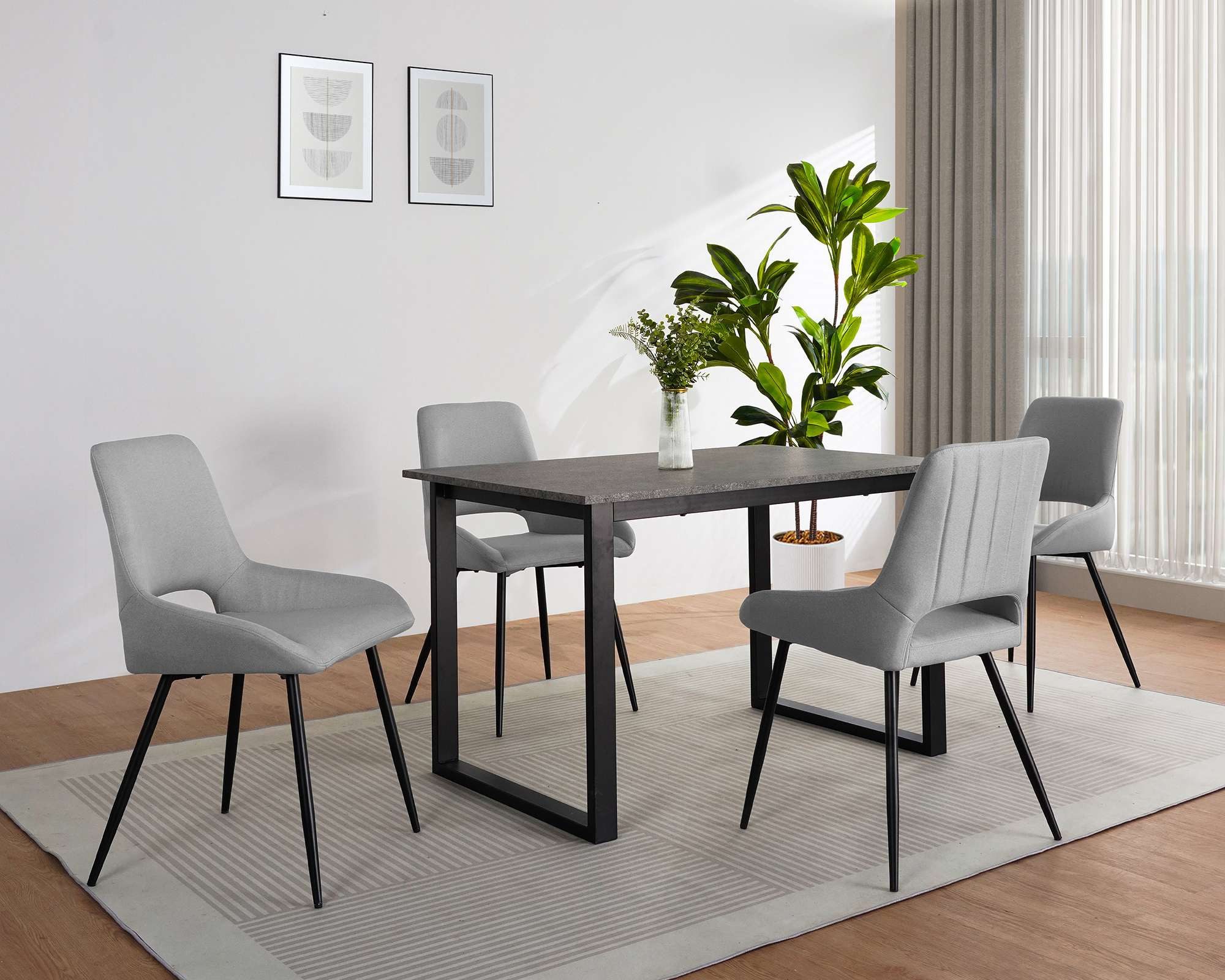 OTTO home Esstisch Barcell, schwarzes Metallgestell, Plattenvarianten wählbar, sowie Größen