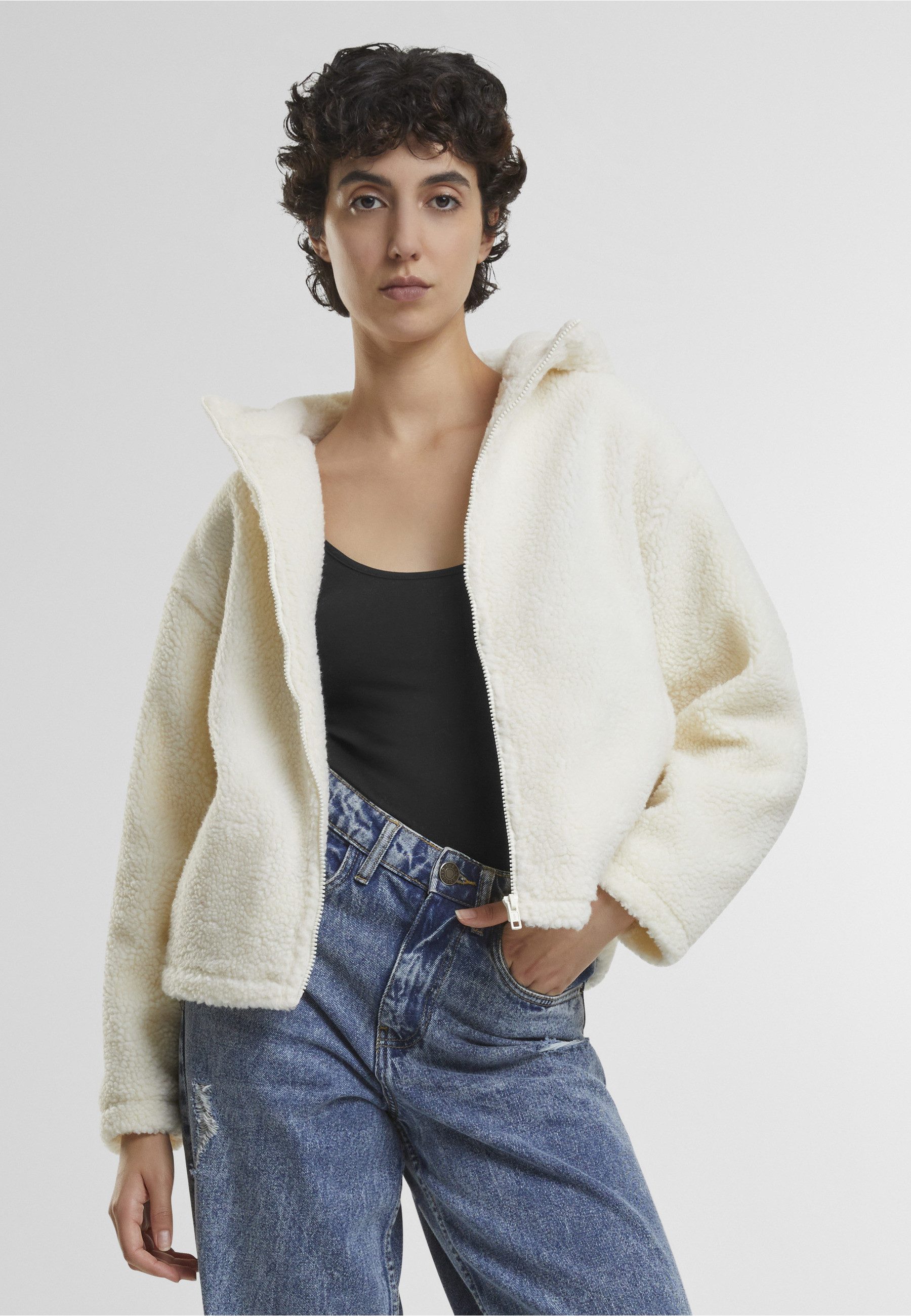 URBAN CLASSICS Langmantel Urban Classics Ladies Short Hooded Sherpa Jacket