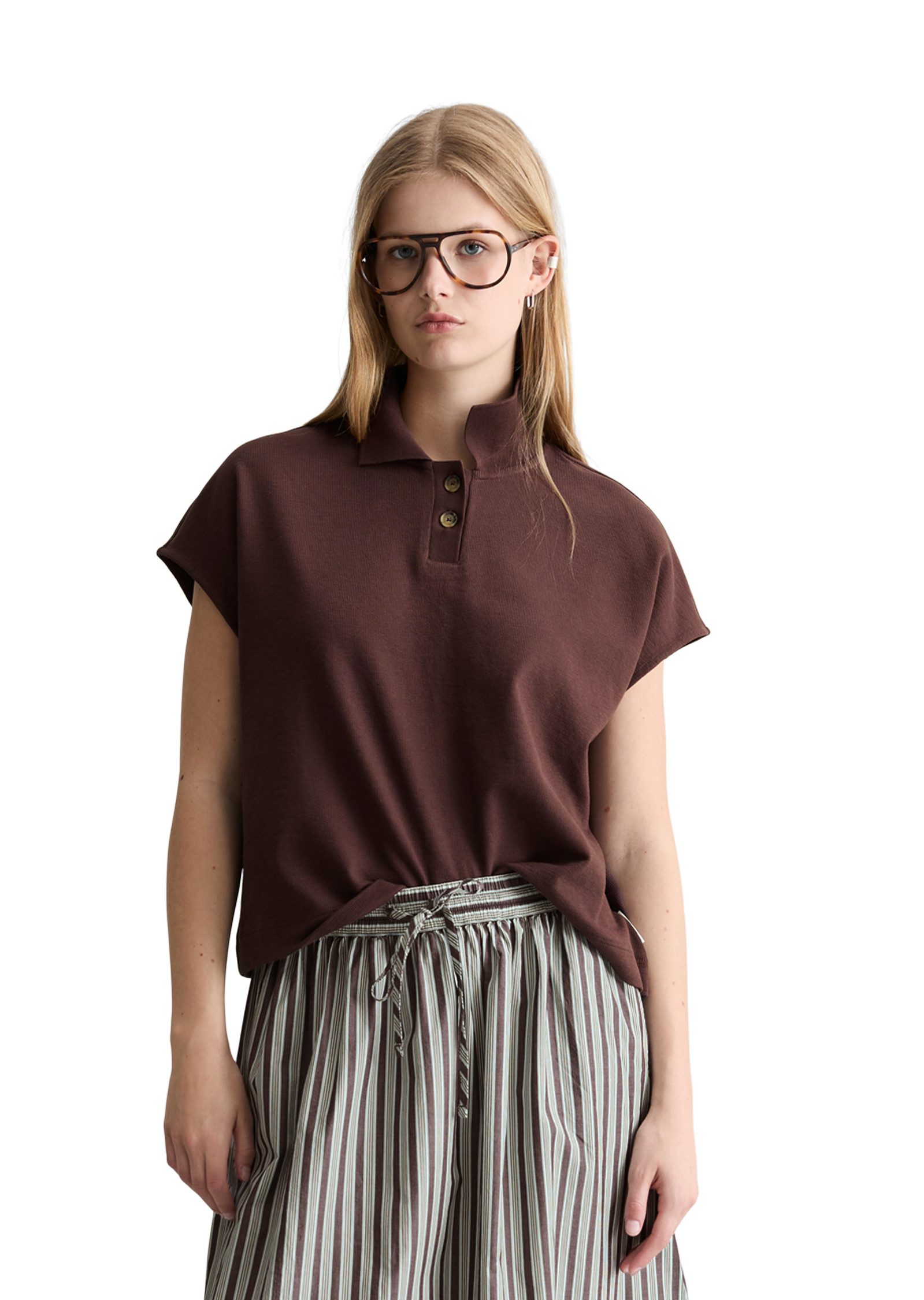 Marc O'Polo DENIM Poloshirt wide aus schwerem Single Jersey