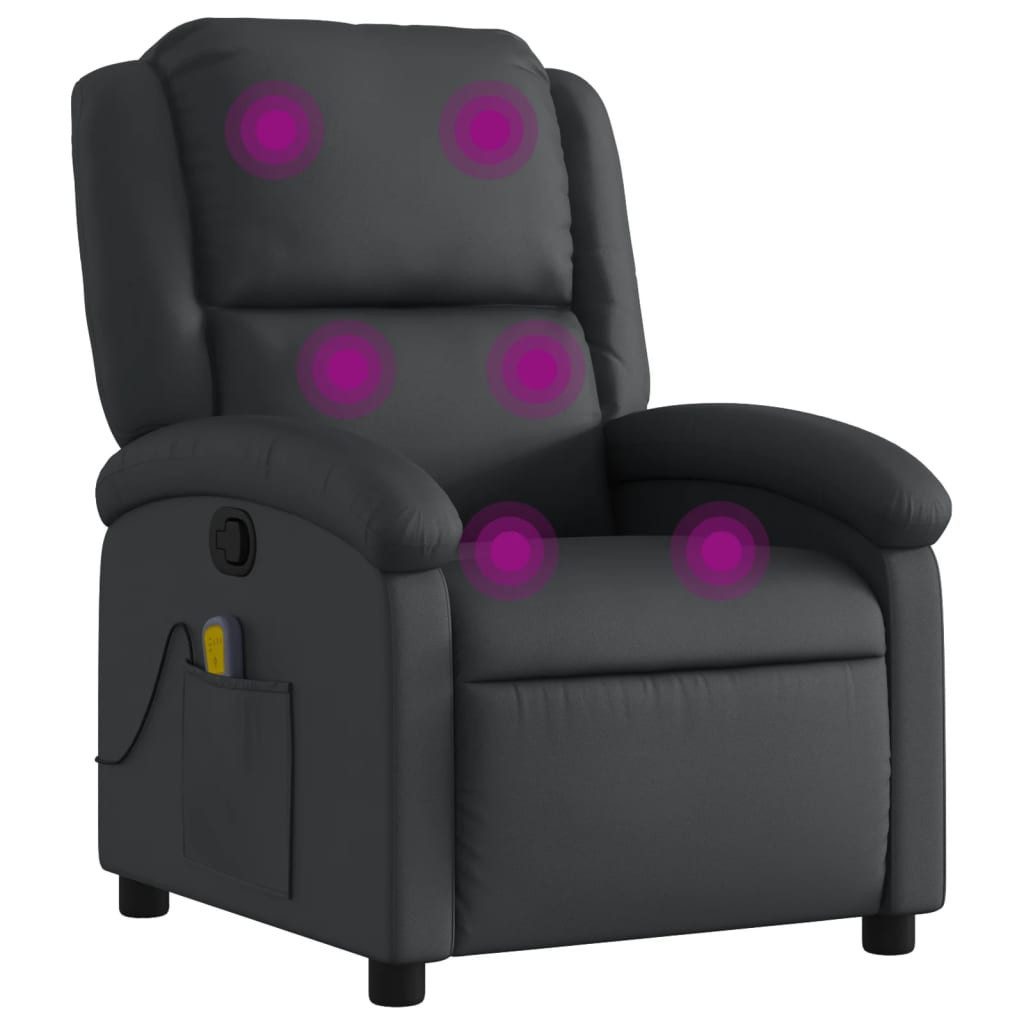 vidaXL Sessel Massagesessel Relaxsessel Echtleder Schwarz (1-St)