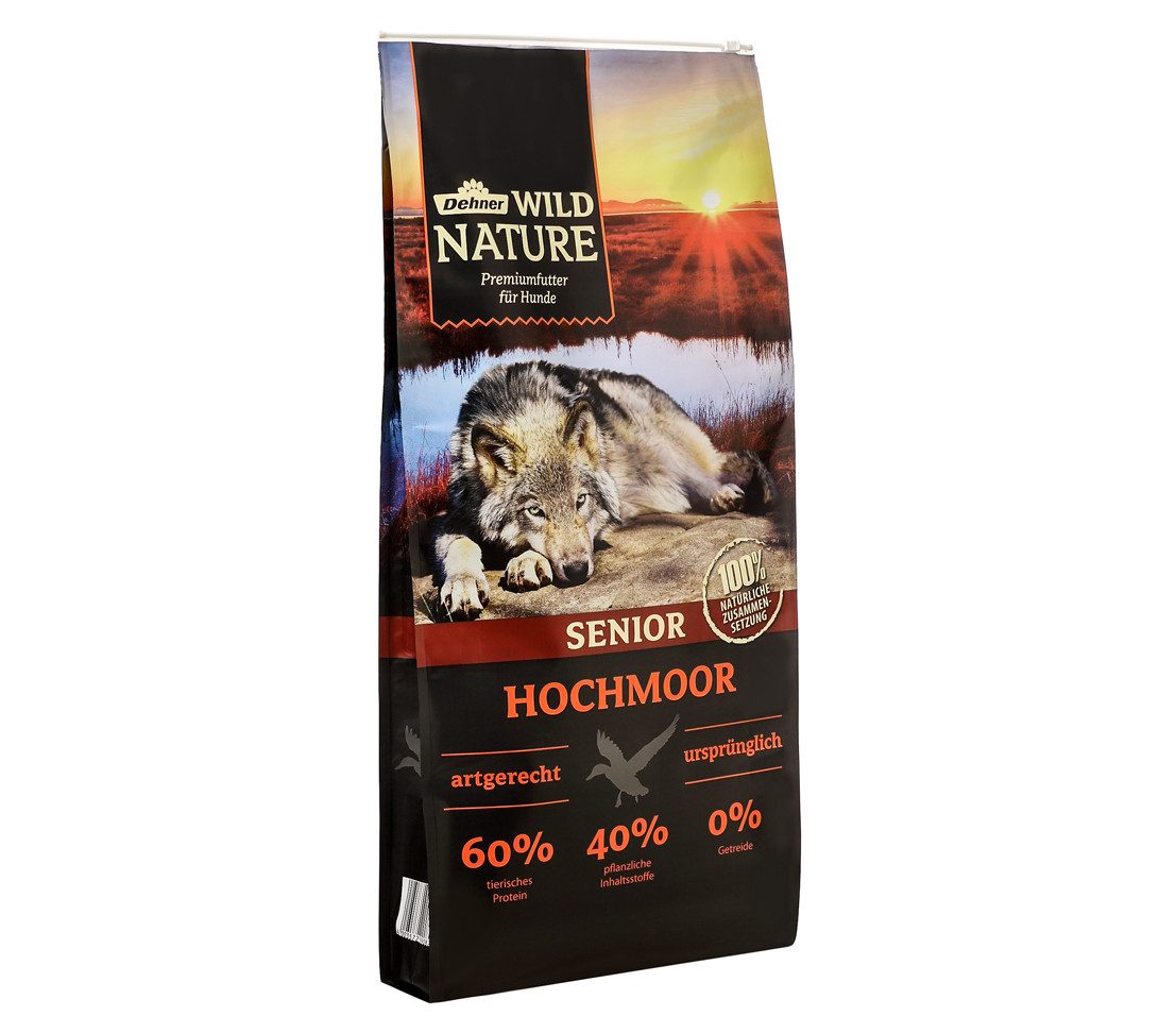 Dehner Wild Nature Hochmoor Senior Ente, 4 kg/12 kg, getreidefrei/zuckerfrei Ente, 12000g, Сушеный корм для животных für ältere Hunde