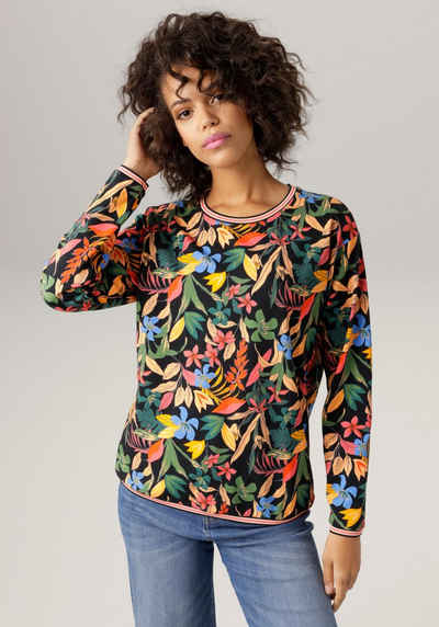 Aniston CASUAL Sweatshirt mit bunten Blüten und Blättern bedruckt - NEUE KOLLEKTION