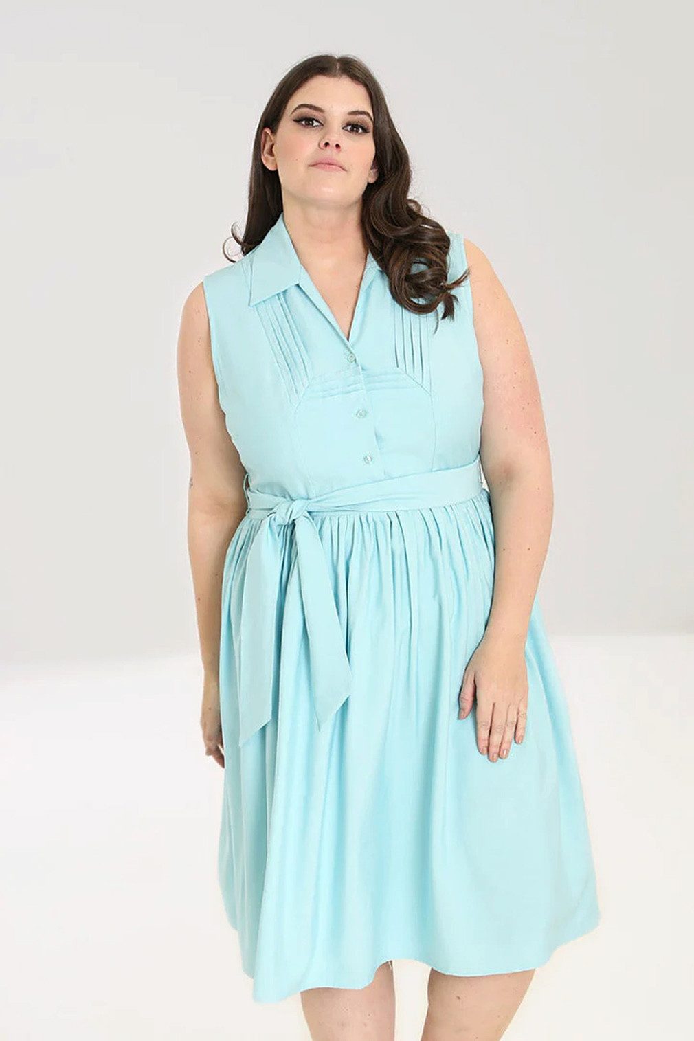 Hell Bunny A-Linien-Kleid Cry Baby Blau Retro Vintage Swing Dress Blusenkleid