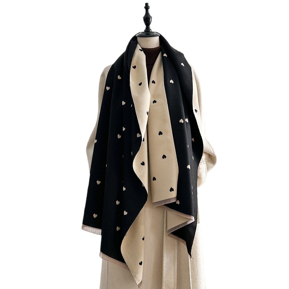 FOUORTUNATE-BEE Schal Damen Kuschelschal mit Herz-Muster, doppelseitig & wa günstig online kaufen