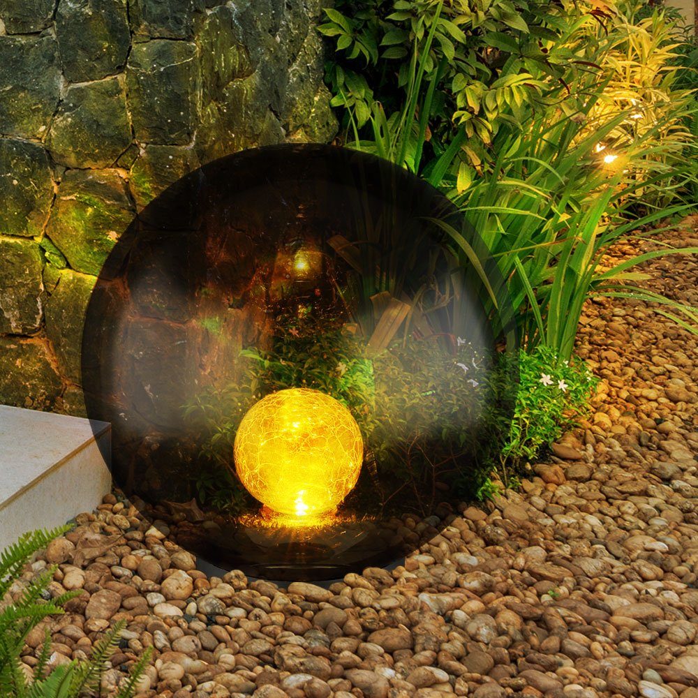4X RGB Solar Gartenlampen LED Glas Gartenleuchte Solar Garten Stehlampe Weglampe 