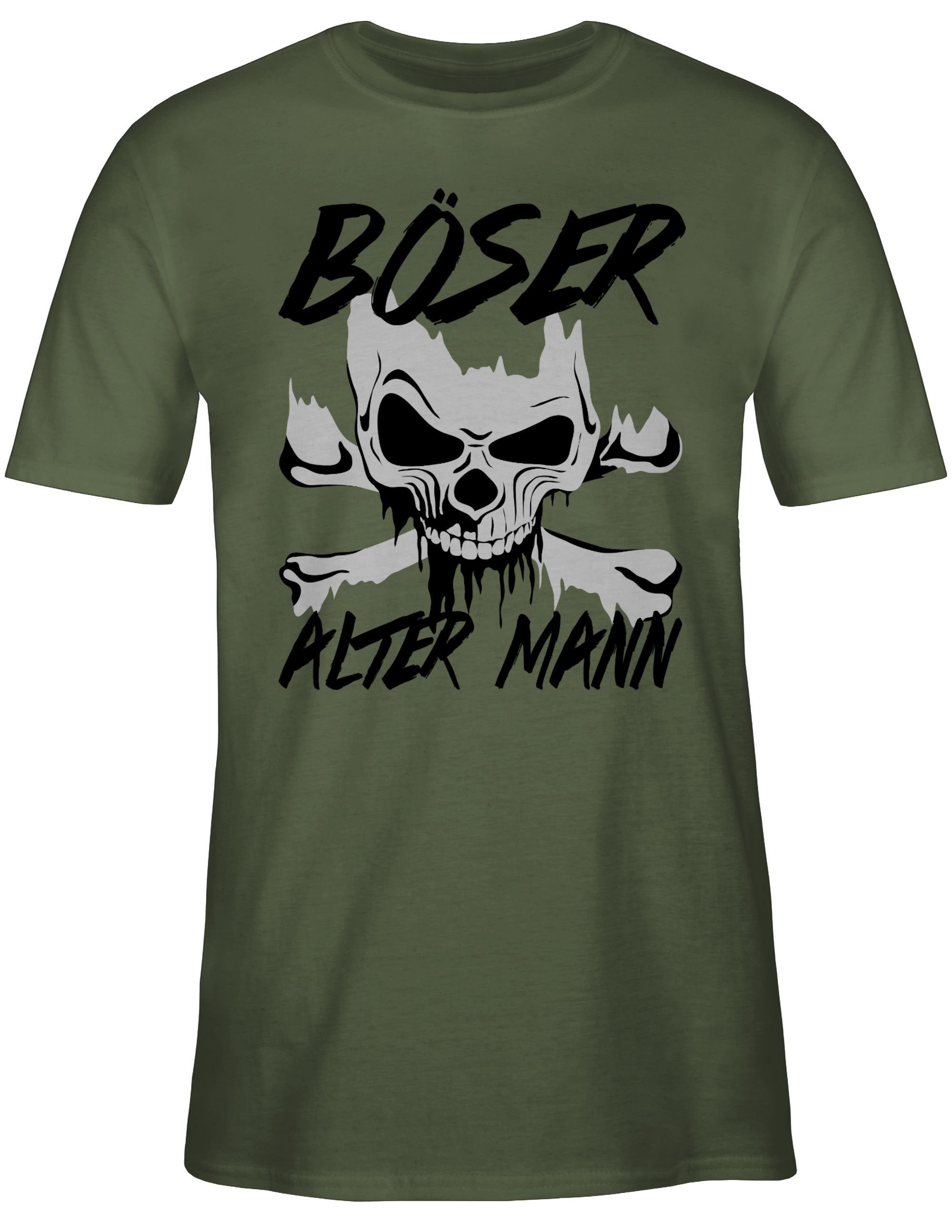 Army Shirtracer & T-Shirt alter Böser Piraten 2 grau - Totenkopf Grün Mann