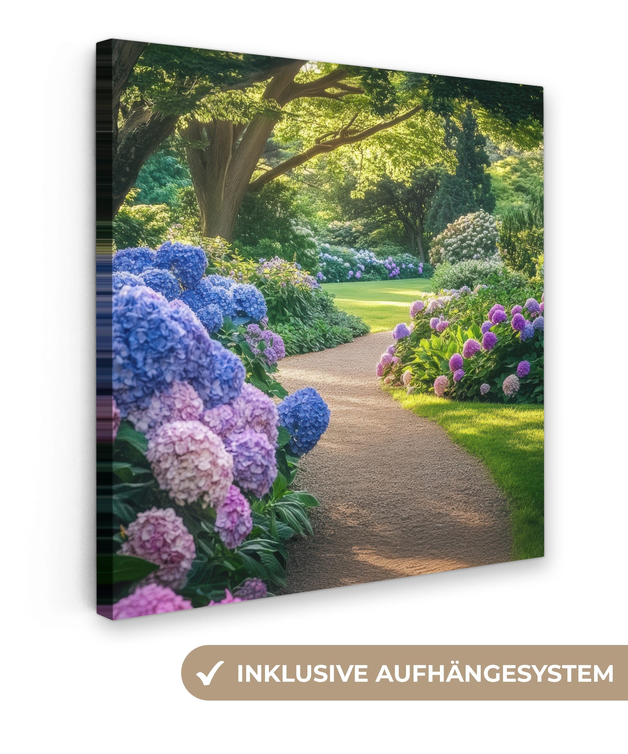 OneMillionCanvasses® Leinwandbild Hortensienpark - Weg, Fotodruck günstig online kaufen