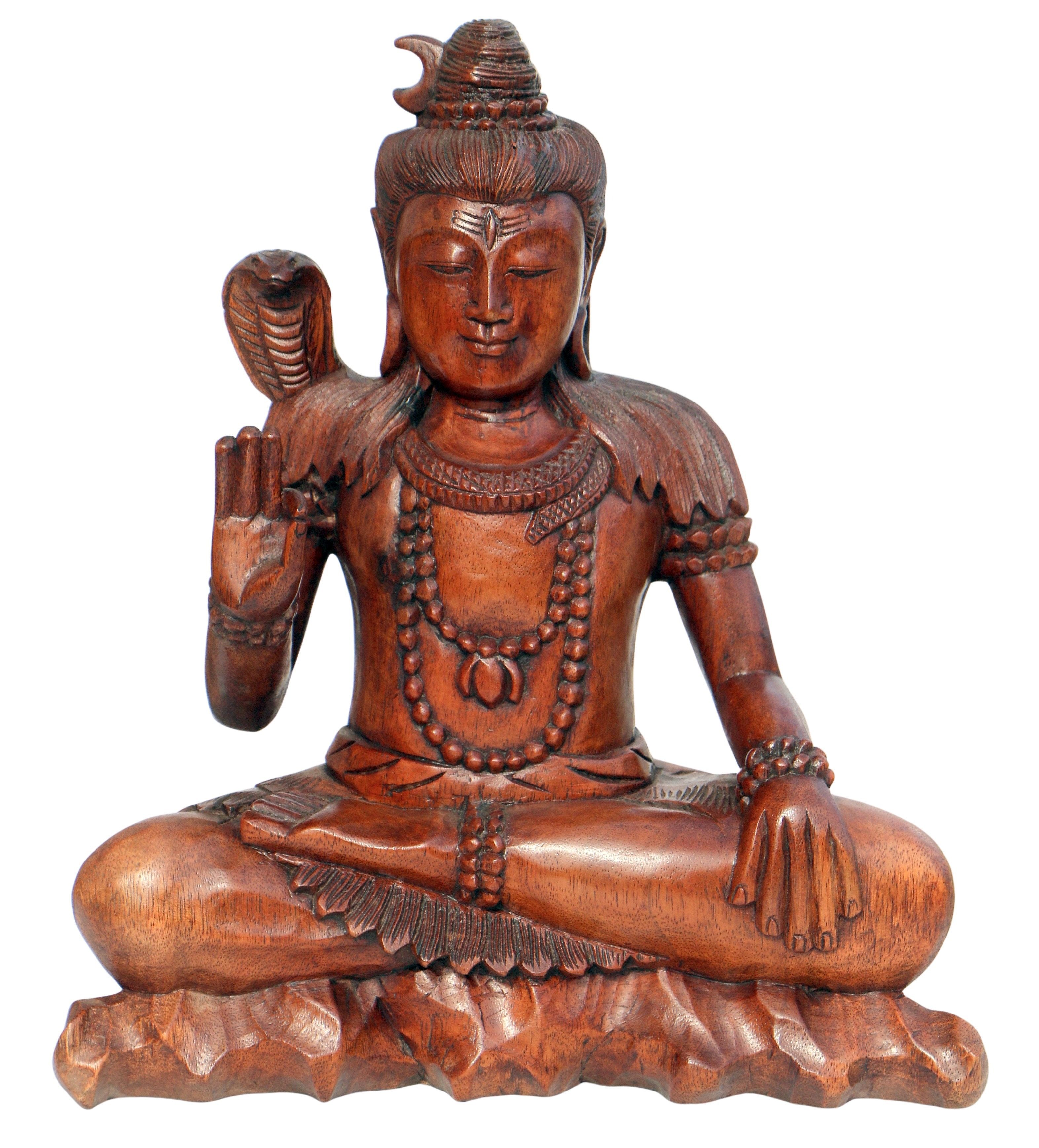 Wogeka Buddhafigur Shiva Meditation Buddha Holz-Figur Feng Shui