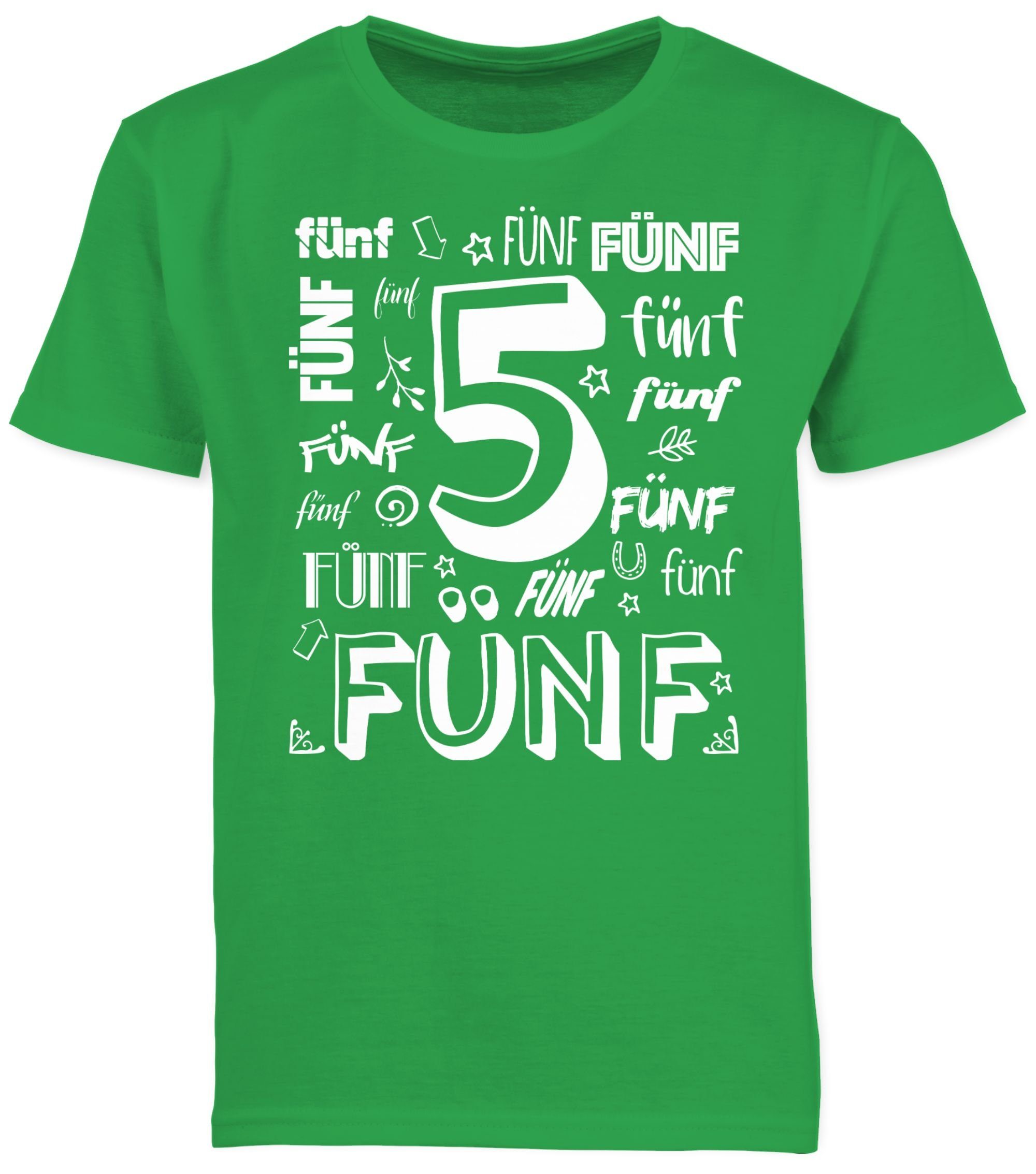 1 Geburtstag Zahlen T-Shirt Grün Fünfter 5. Shirtracer