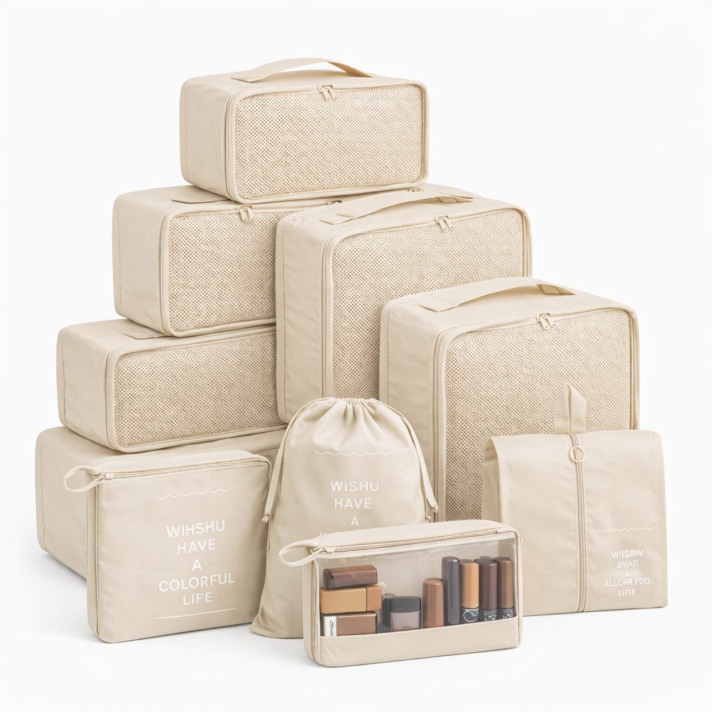 Travelfreund® Kofferorganizer 8er Set Kofferorganizer mit Kosmetiktasche und Packtaschen (Set, 8-tlg., 8x Packtaschen), Faltbar / Verstaubar / Wasserabweisend