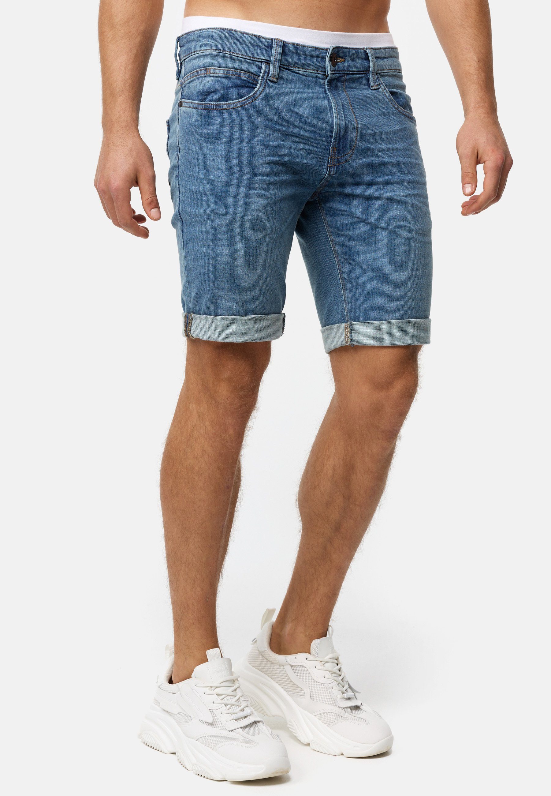 Indicode Jeansshorts Herren INDanny Jeans Shorts Herrenshorts aus elastischer Baumwoll-Qualität