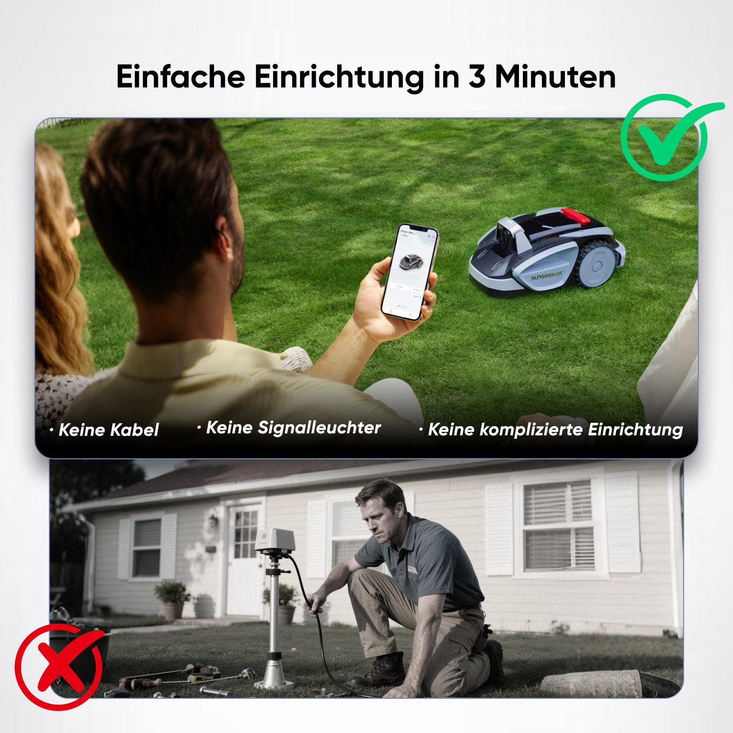 Sunseeker robotic lawnmower V3, for lawns up to 600 m², (package)