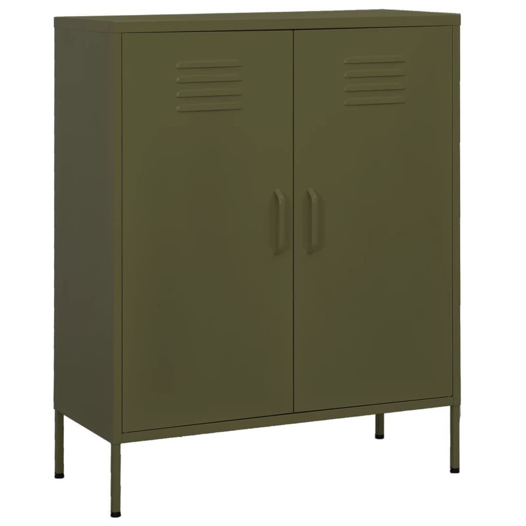 vidaXL Aktenschrank Beistellschrank Olivgrün 80x35x101,5 cm Stahl (1-St)